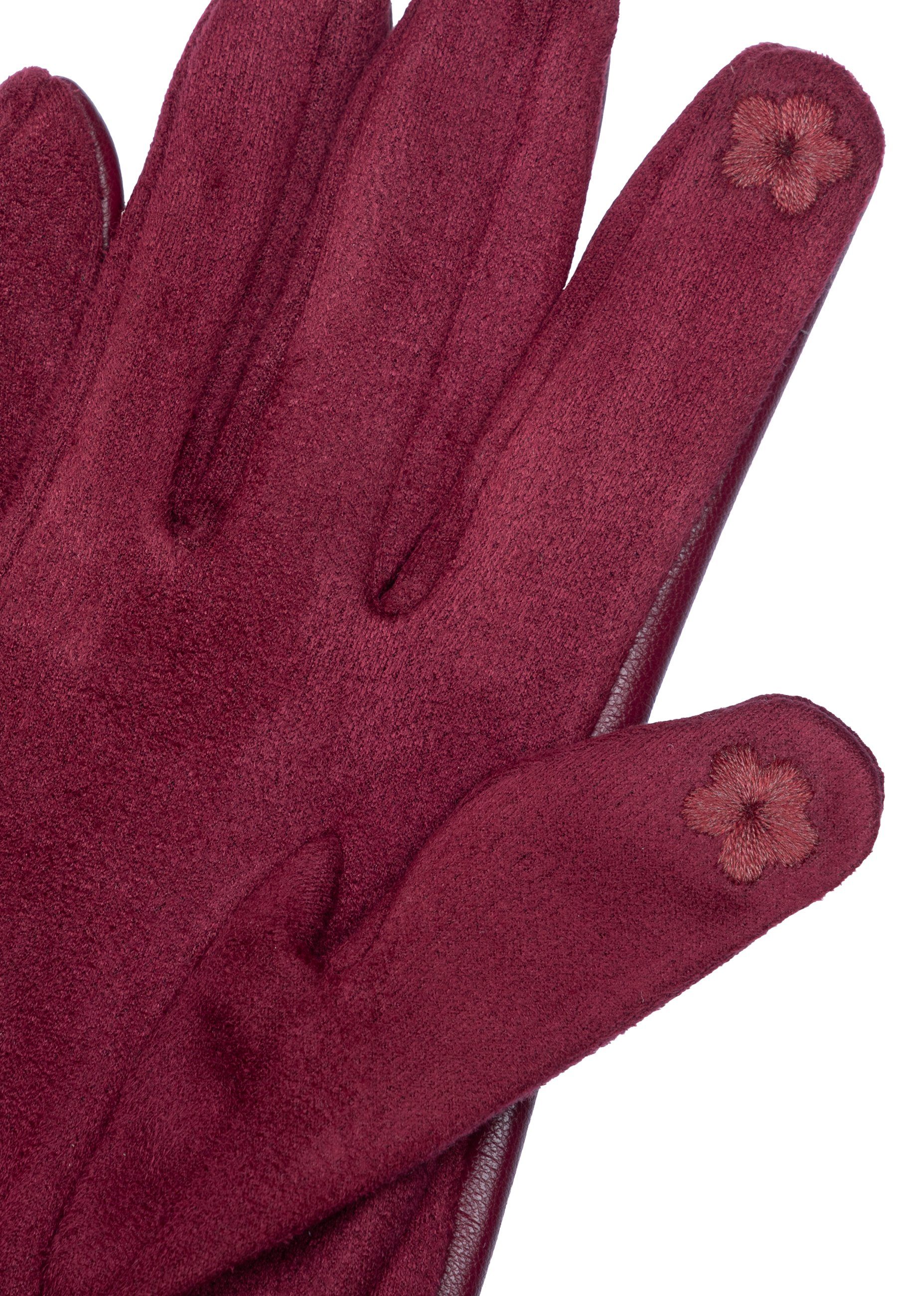 elegante Damen GLV016 weinrot Handschuhe uni klassisch Strickhandschuhe Caspar