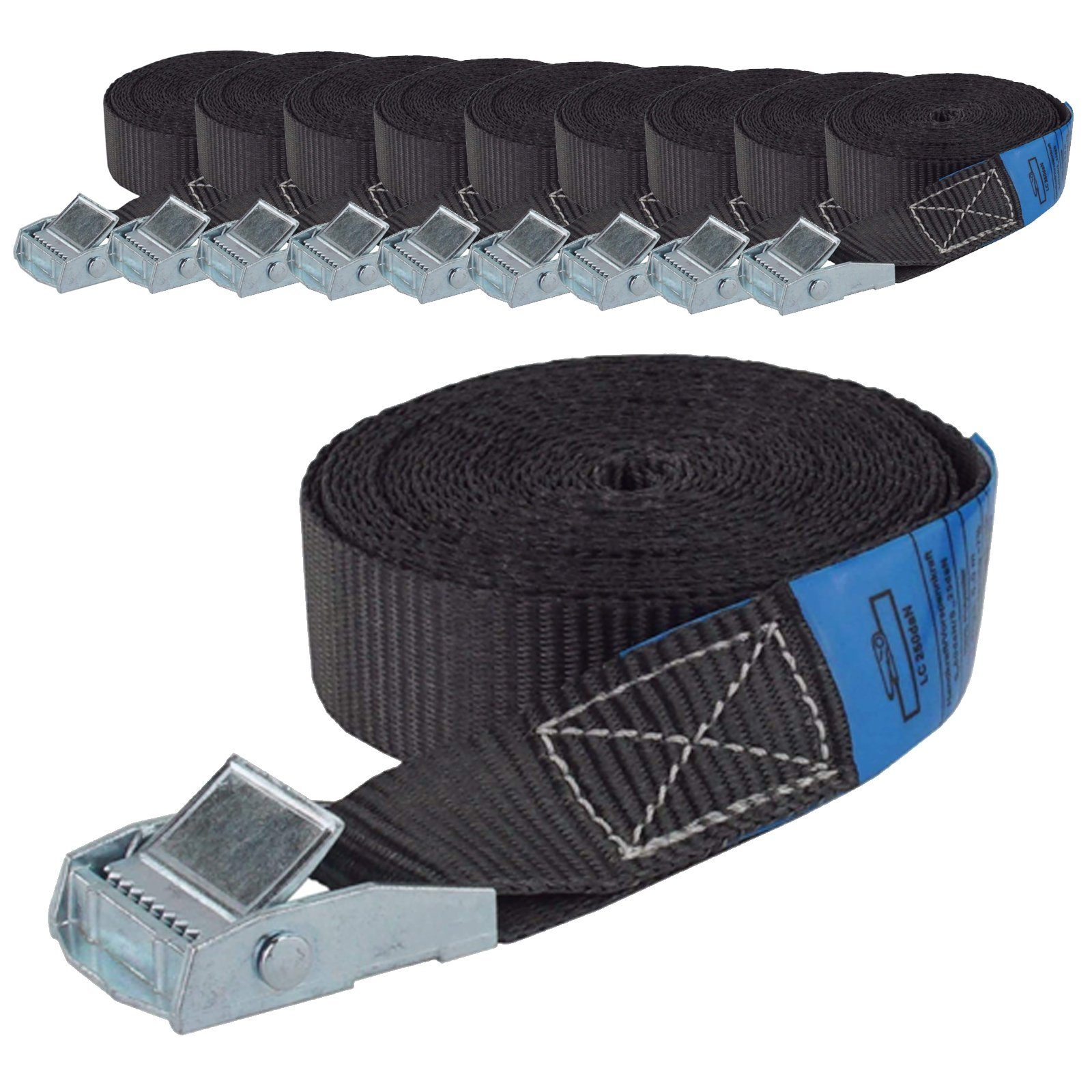 Spanngurt 10x Spanngurt Gurt Zurrgurt Klemmschloss Auto 1-tlg 4m 250 kg SCHWARZ