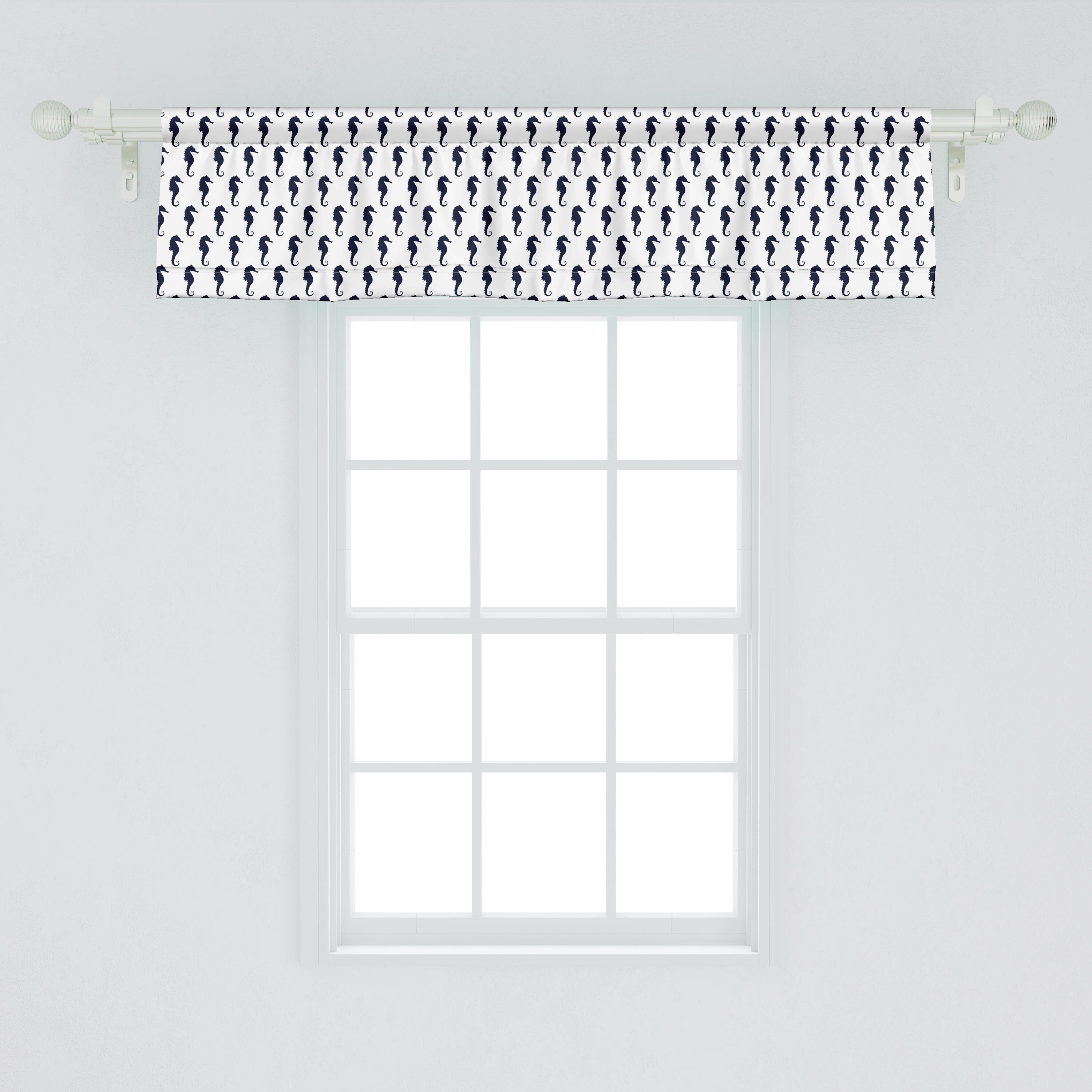 Scheibengardine Geometrisch Küche Stangentasche, Microfaser, mit Dekor für Schlafzimmer Volant Seahorse-Schattenbilder Abakuhaus, Vorhang