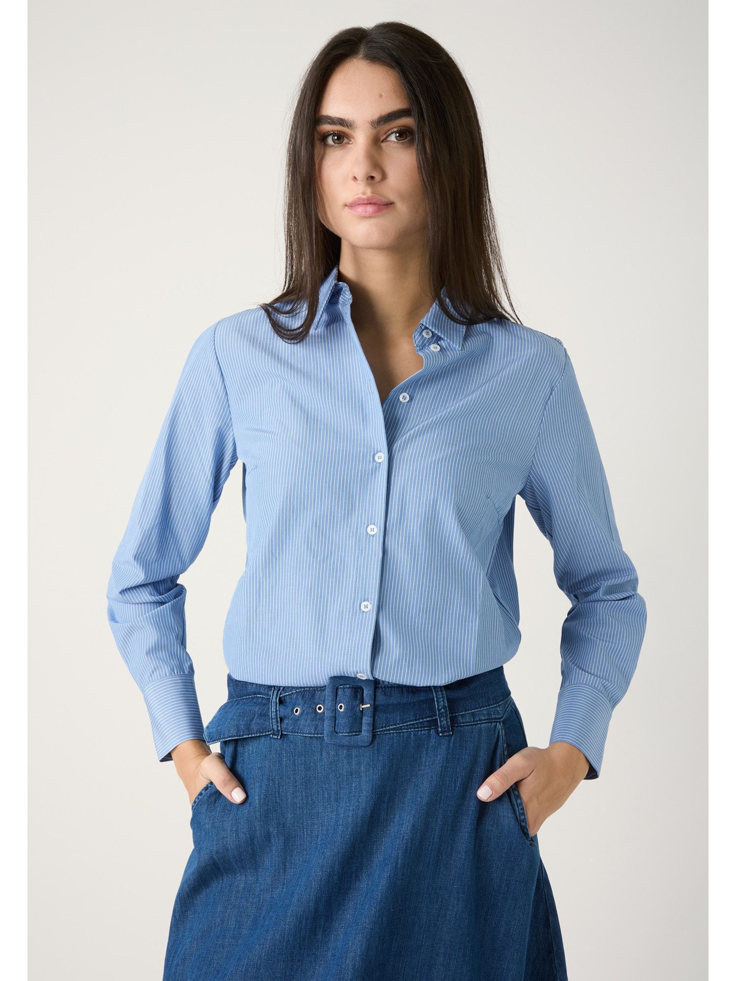 MORE&MORE Langarmbluse längere, klassische Streifenbluse günstig online kaufen