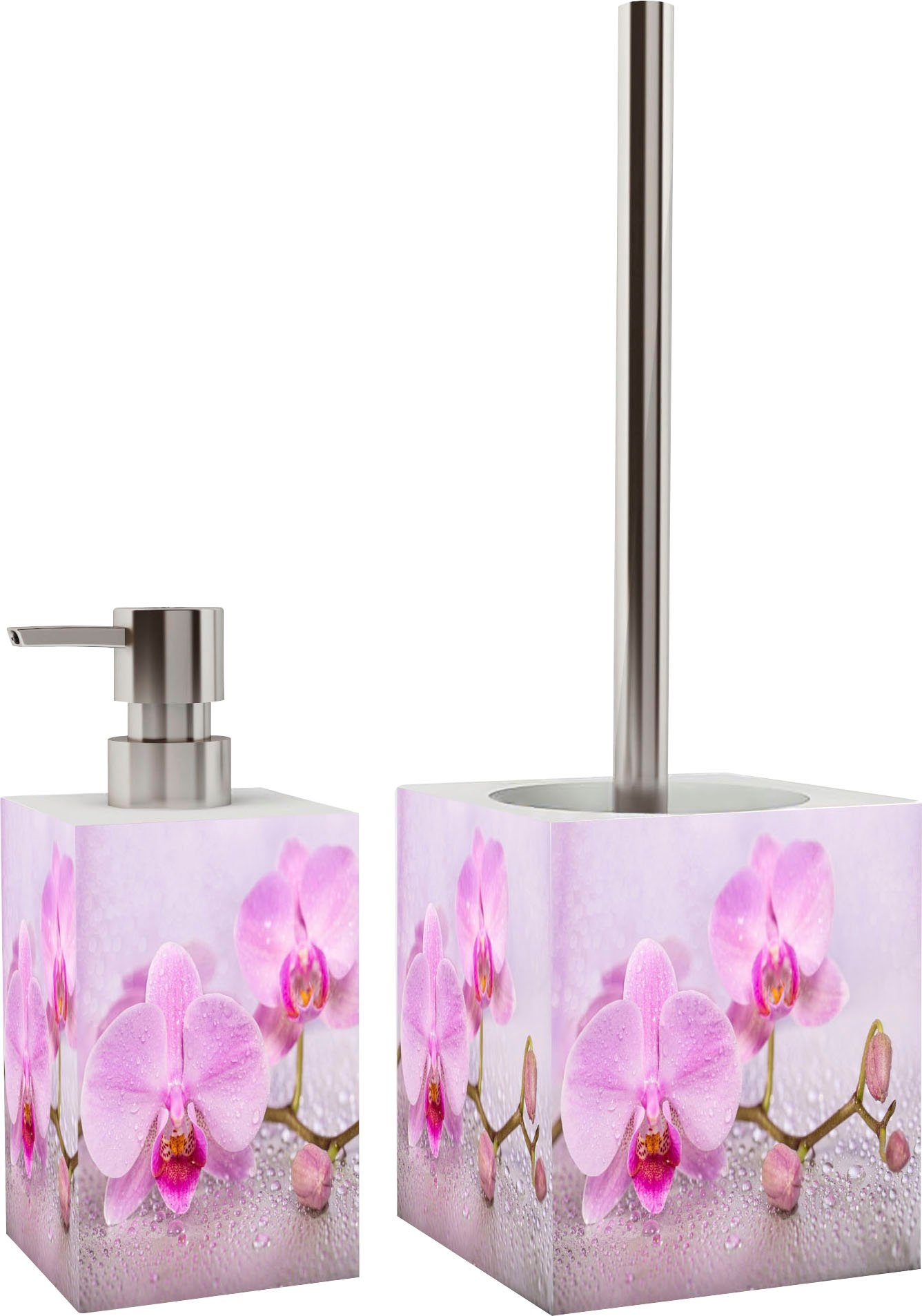 Sanilo Badaccessoire-Set Blooming, 2-teiliges Set aus Seifenspender und WC-Bürste