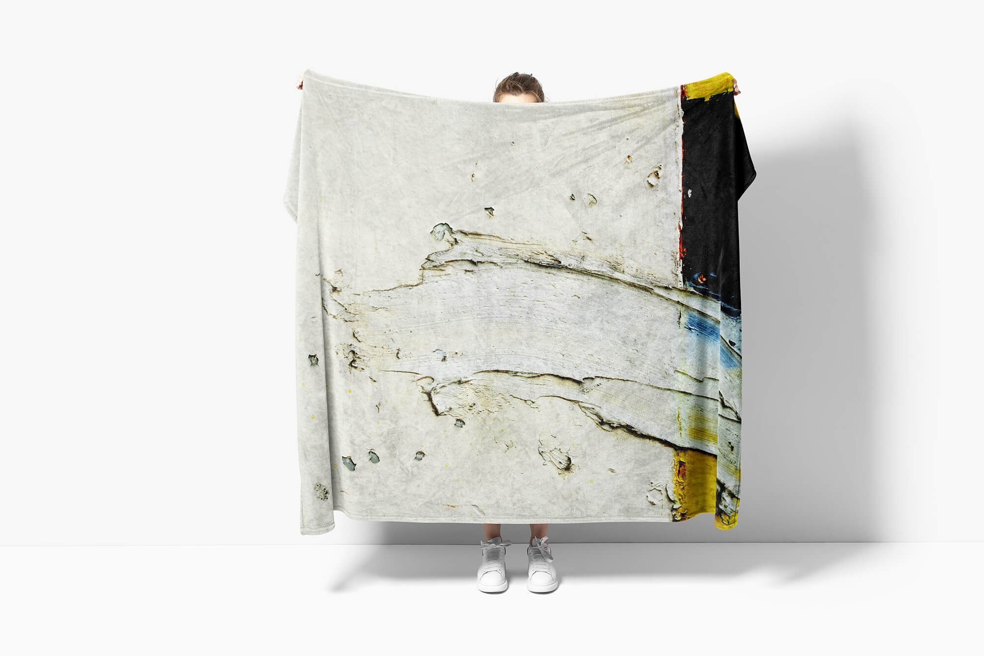 Saunatuch Handtuch Art Alte Farbe Baumwolle-Polyester-Mix Sinus Auffallend Strandhandtuch Fotomotiv Kuscheldecke Handtücher Strukt, (1-St), mit Handtuch