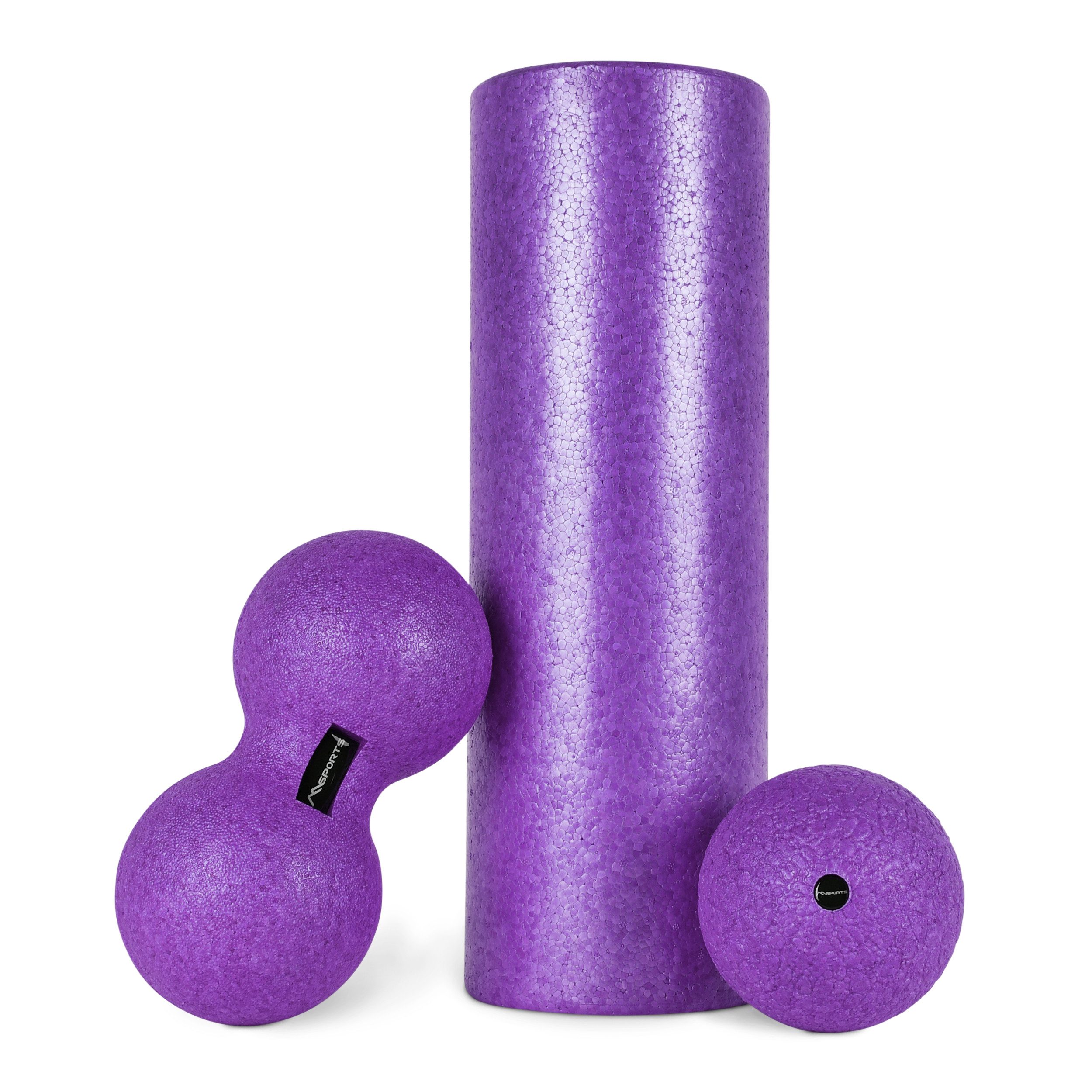 MSports® Massagerolle FASZIENSET 3er Set - Massagerolle + Massageball + Peanutball