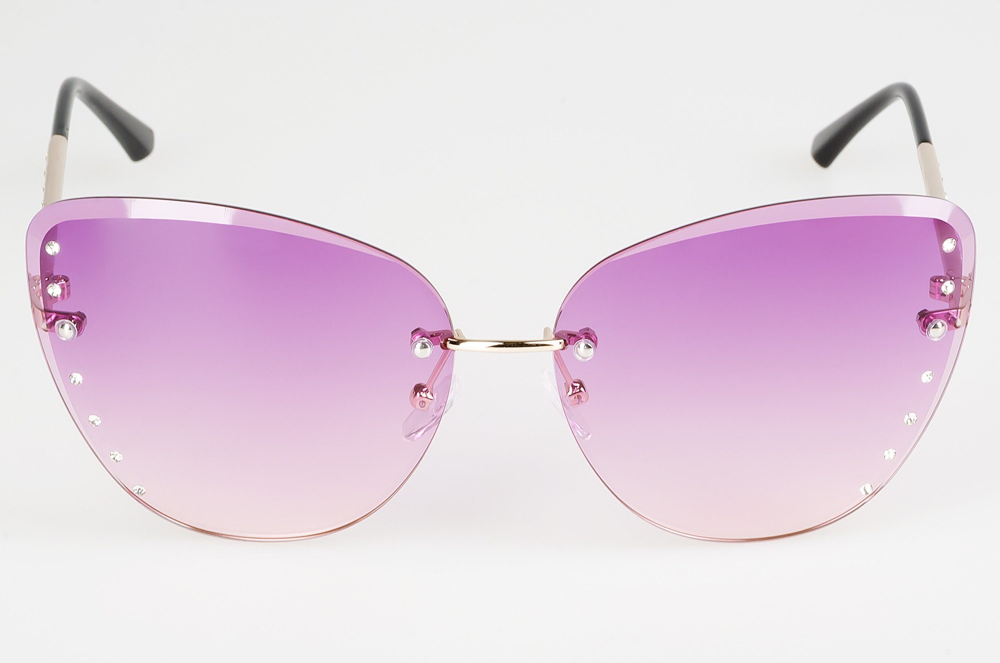 UrbanSky Sonnenbrille Sofia (2er-Pack, Sonnenbrillen-Set mit Einstecketuis) 2er-Pack - Verlaufstönung - randlos - Dekorsteine