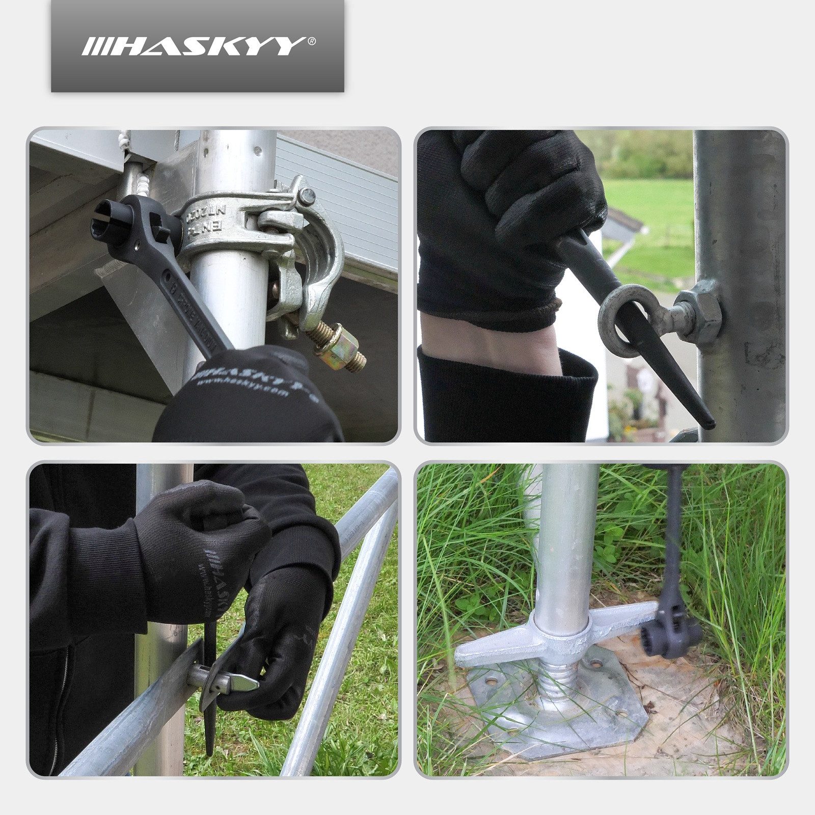 HASKYY Ratsche Gerüstbauratsche 19x22mm geschlitzt Flügelmutter Gerüstbau Gerüstknarr