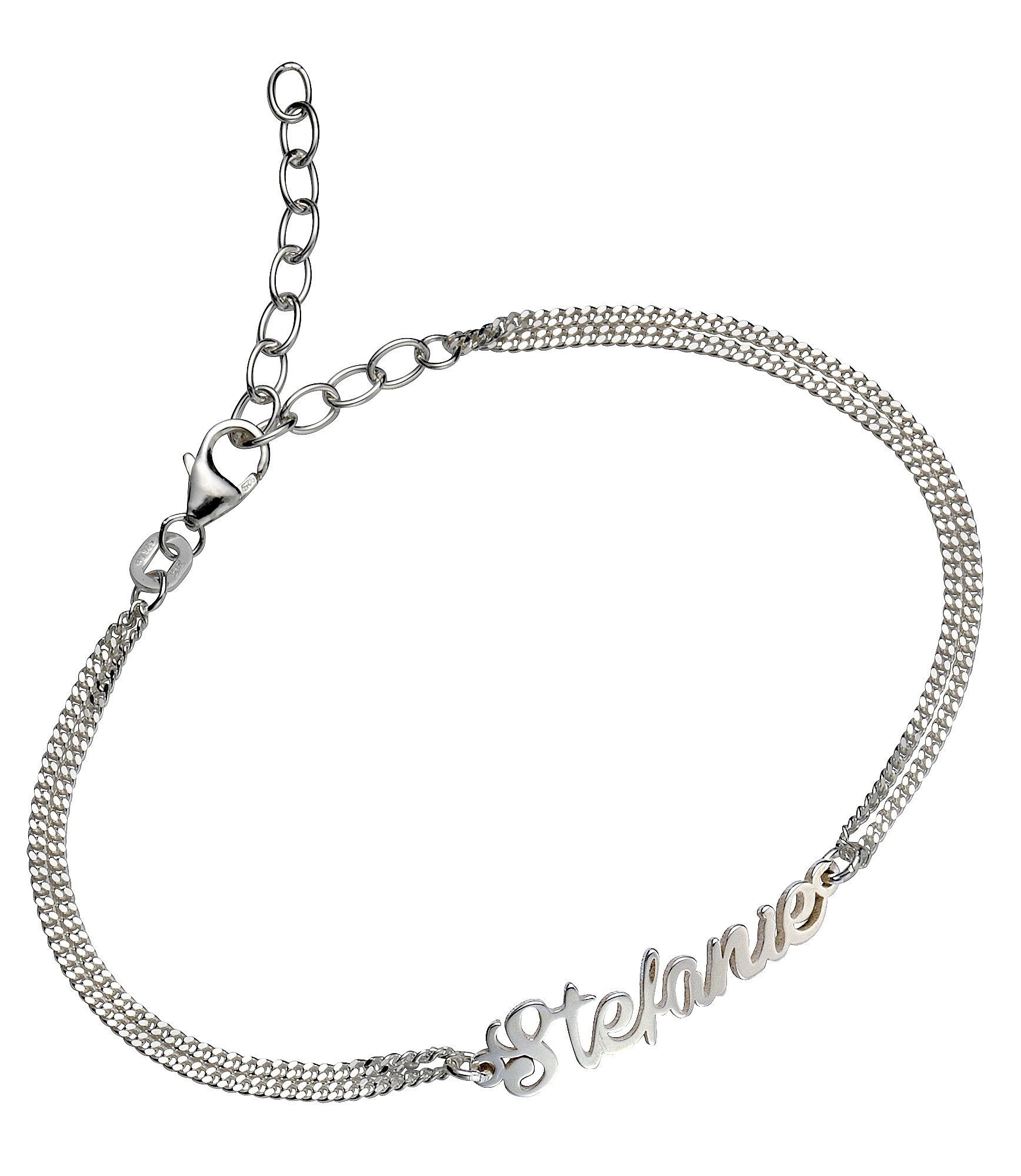 Anlass Geburtstag Weihnachten Namenskette, Firetti GRAVURwunsch Geschenk mit Gravur Namensarmband Valentinstag Schmuck Silber Mail, Armband per 925 zur