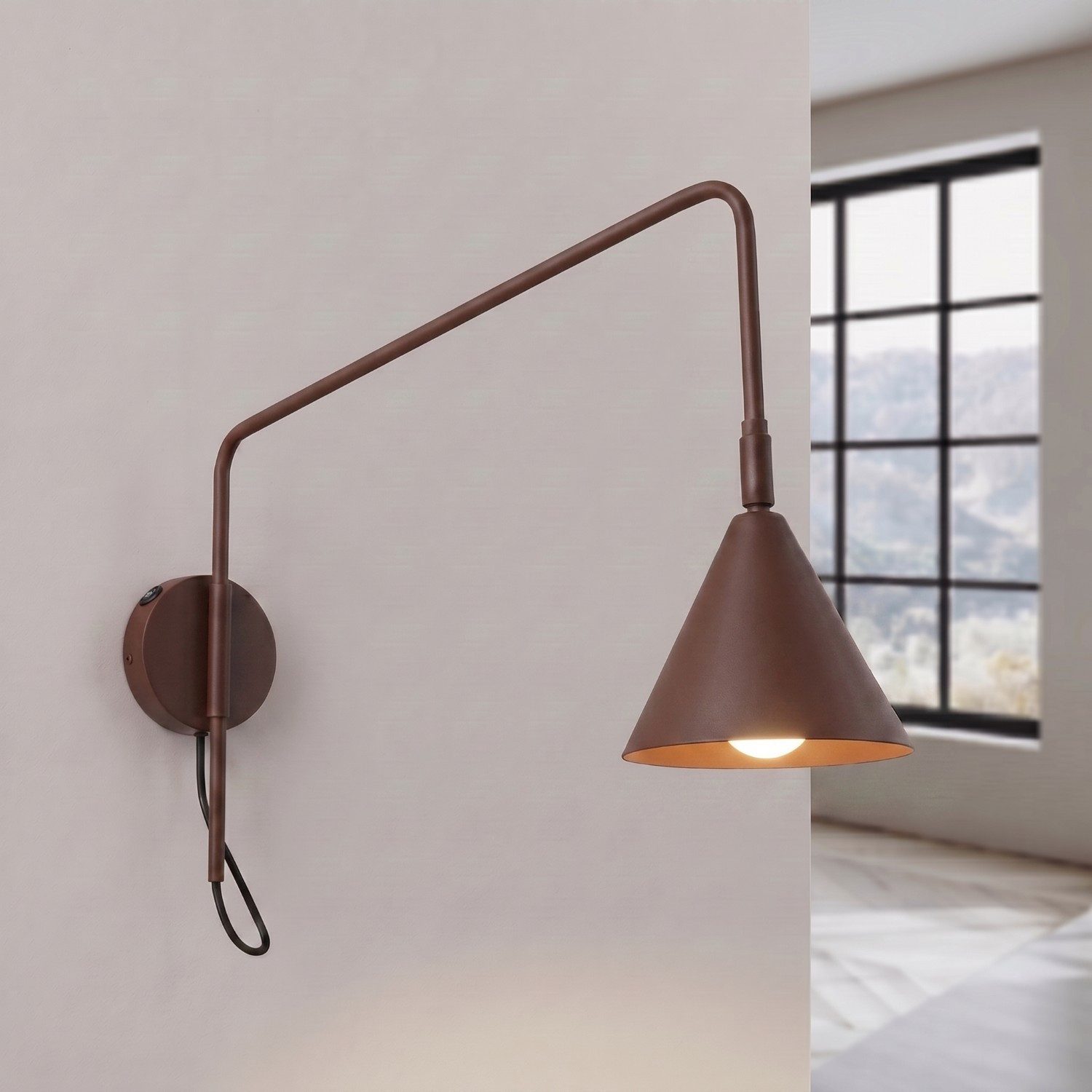 SOLLUX lighting Wandleuchte Wandleuchte NOX 1 braun mit Schalter, Nicht enthalten – Bild 3 von 5