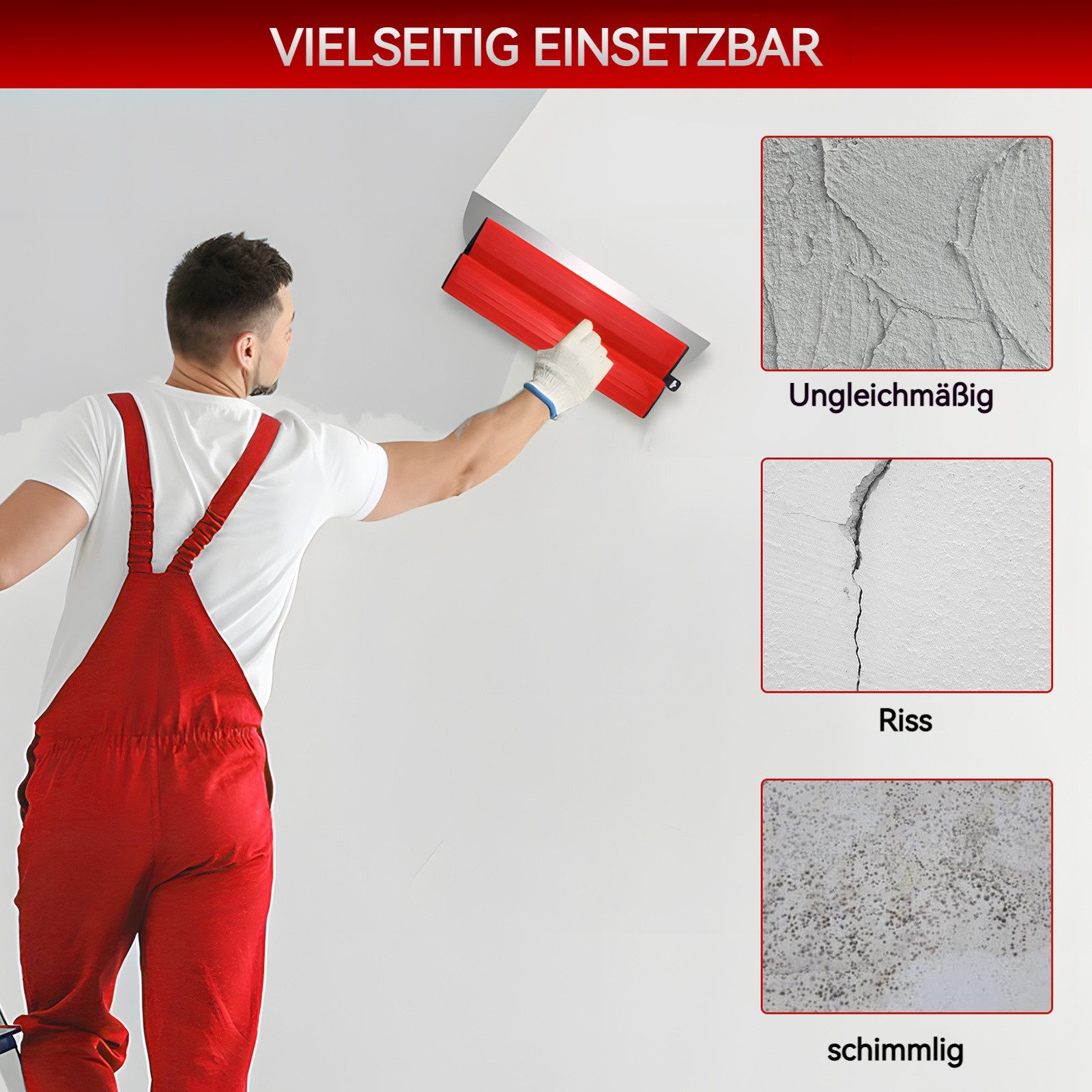 BlingBin Flächenspachtel Trockenbauklingen-Set & Profi Flächenspachtelset im Koffer – 10-teilig (Beschichtungsspatel, Abstreifer, Edelstahl Glättklinge, 10-St., Spachtel Werkzeug (16.5, 25, 40, 60, 80 cm), 40-60-80 Ersatzklingen) Edelstahl Trockenbau Spachtel Set für Konstruktionen, Wänden, Decken