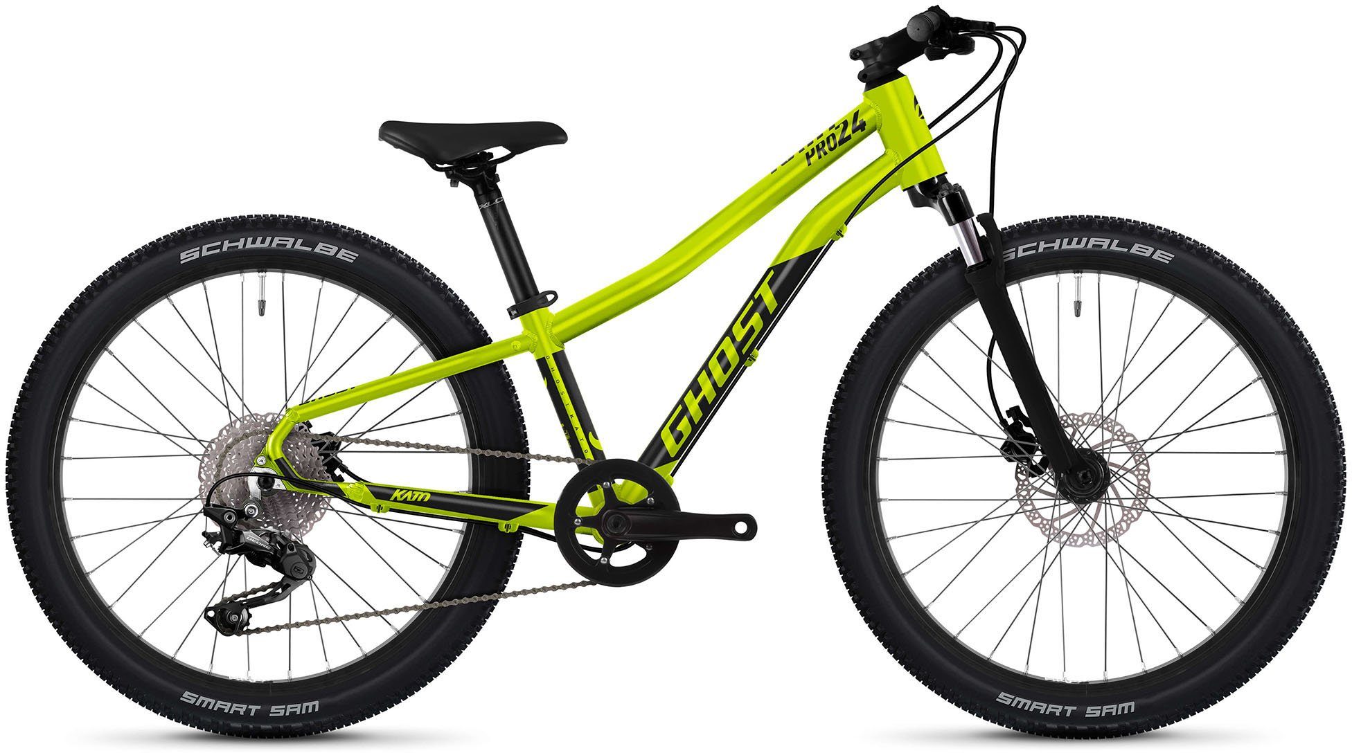 Ghost Mountainbike Kato 24 Pro, 10 Gang Shimano Deore RD-M600 Schaltwerk, Kettenschaltung, für Damen und Herren, Kettenschaltung