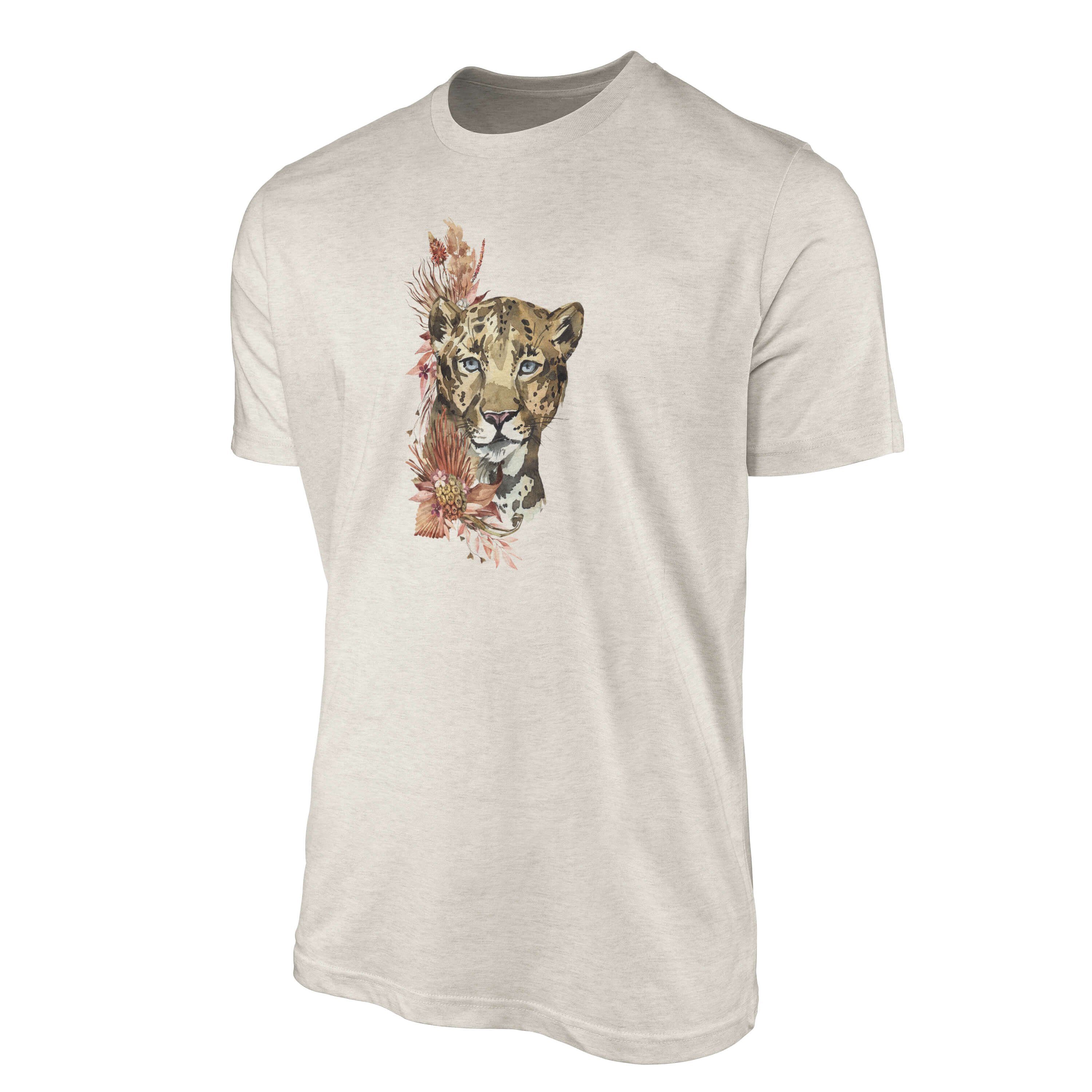 Motiv erneu aus (1-tlg) Sinus gekämmte Aquarell T-Shirt Shirt Art T-Shirt Jaguar 100% Ökomode Bio-Baumwolle Nachhaltig Herren