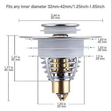 DOPWii Waschbeckenstöpsel Edelstahl-Spülbeckenabdeckung, mit Silikondichtung, Anti-Verstopfungsfilter, universeller Spülbeckenstopfen-Ersatz