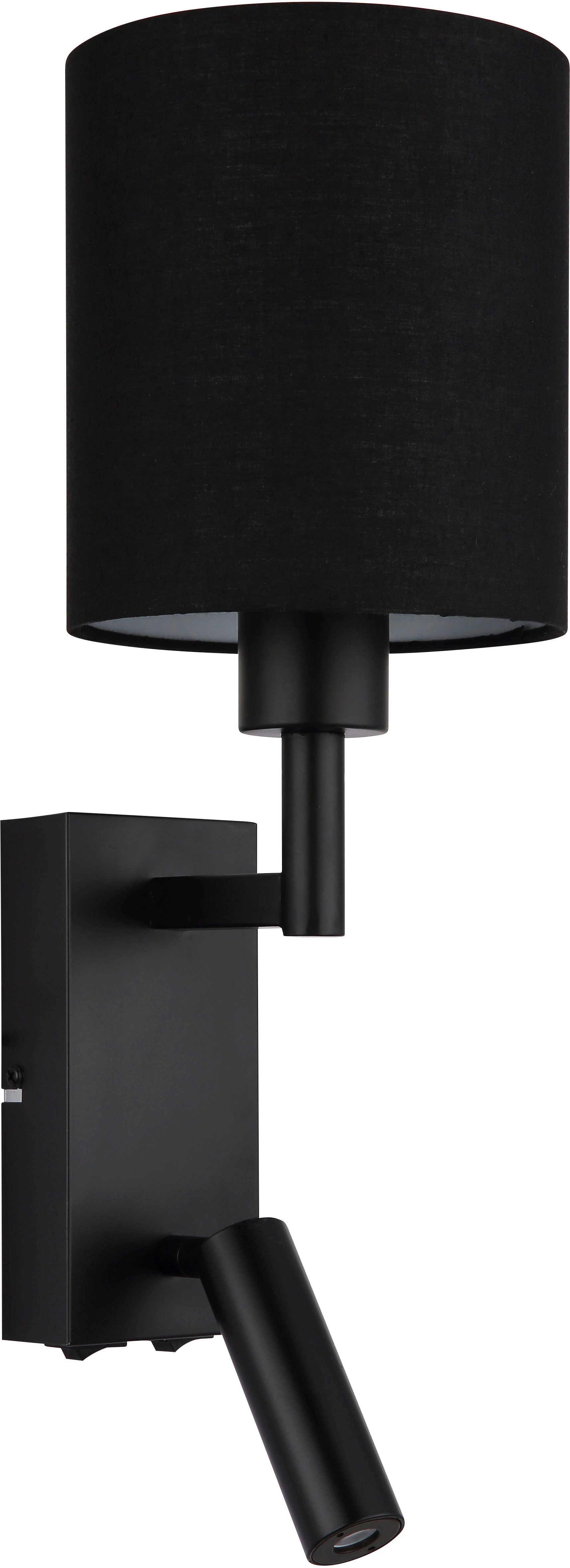 GLOBO LIGHTING Wandleuchte ZAMORA, Leuchtmittel wechselbar, Bewegliche Wandleuchte mit Textilschirm und LED