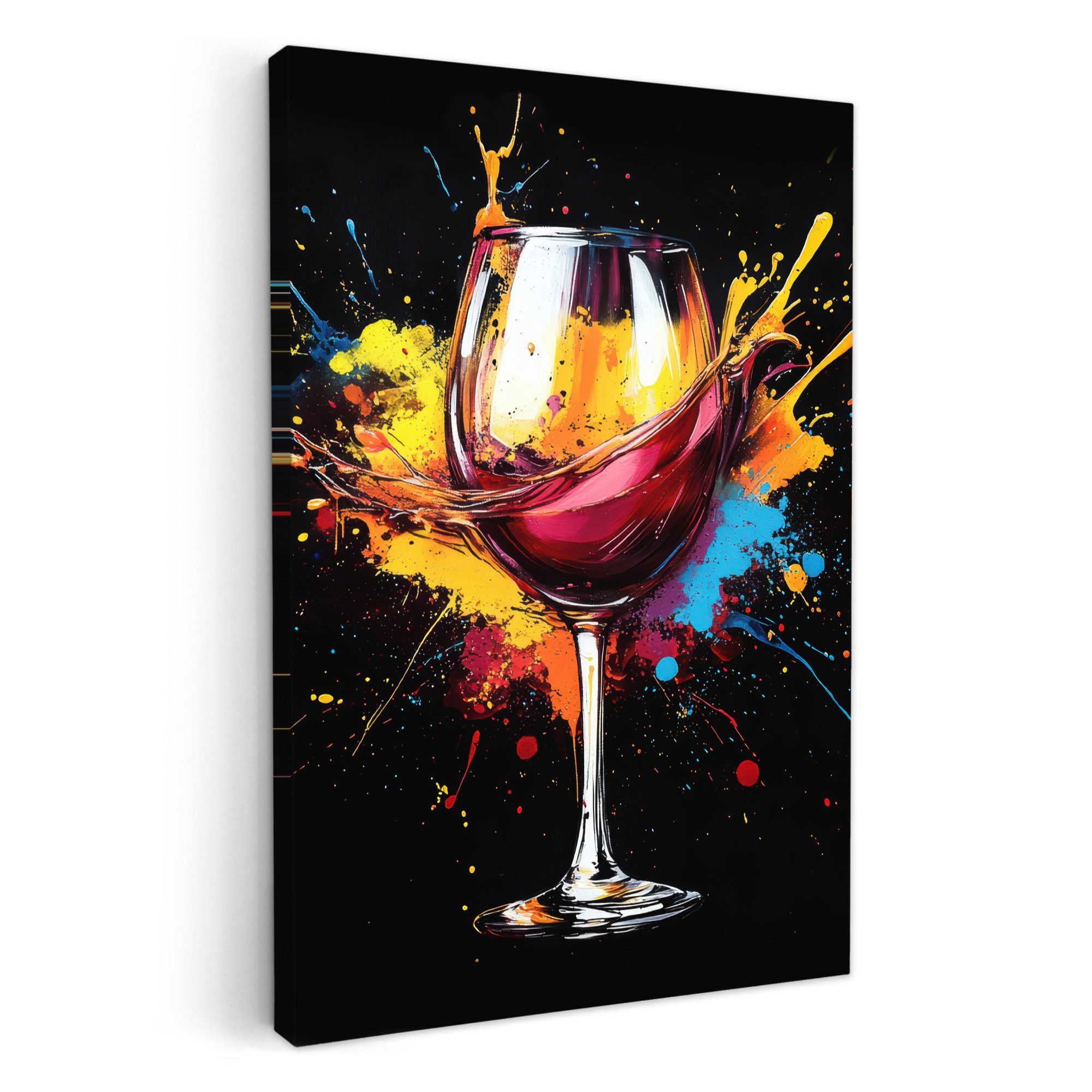 OneMillionCanvasses® Leinwandbild Wein - Glas - Graffiti - Getränk - Rot - Farbe, Fotodruck (1 St), Wandbilder für Esszimmer, Wanddeko Bilder Küche 20x30 cm
