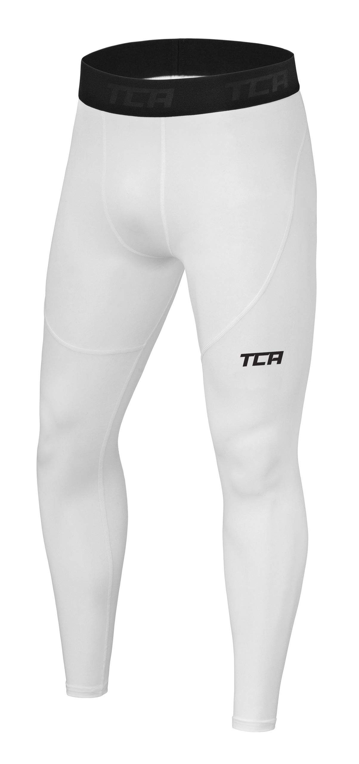 Herren - XL TCA Performance Leggings, Weiss, TCA Lauftights Kompressionshose Pro