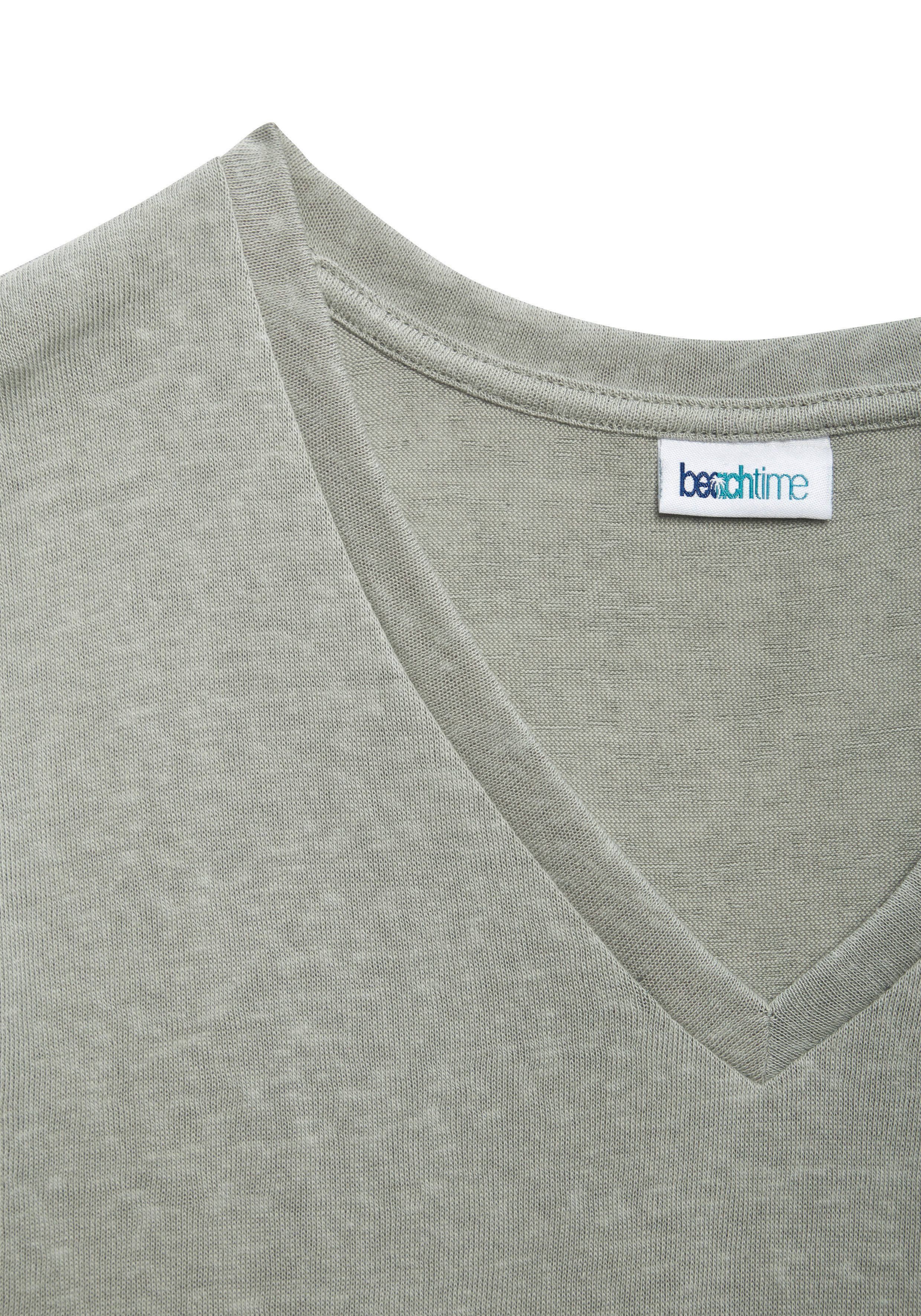 Beachtime by Lascana V-Shirt aus leichter Strukturware mit Effektgarn luftiges Sommershirt, T-Shirt mit V-Ausschnitt, Strandshirt, casual – Bild 5 von 5