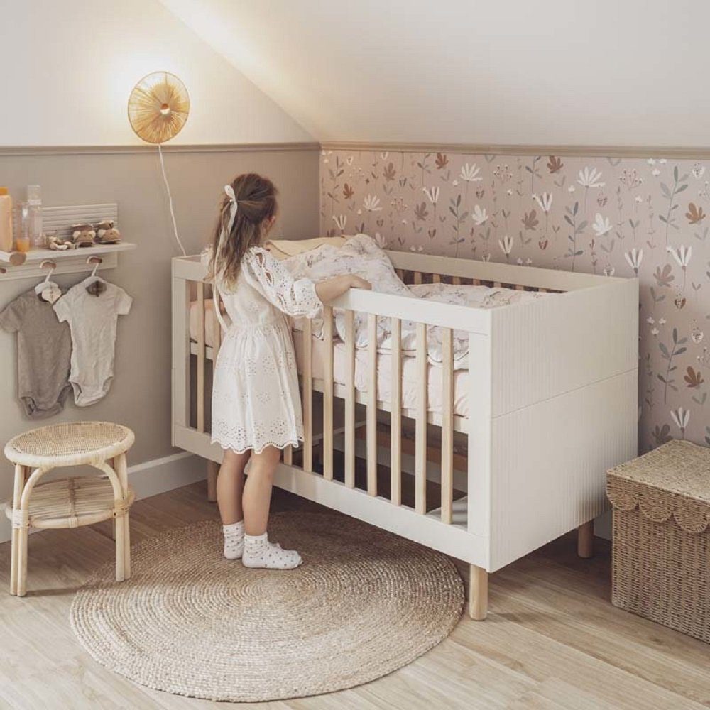 Babybett SYDNEY 140x70cm, Champagner/natur oder Weiss/natur, umbaubar