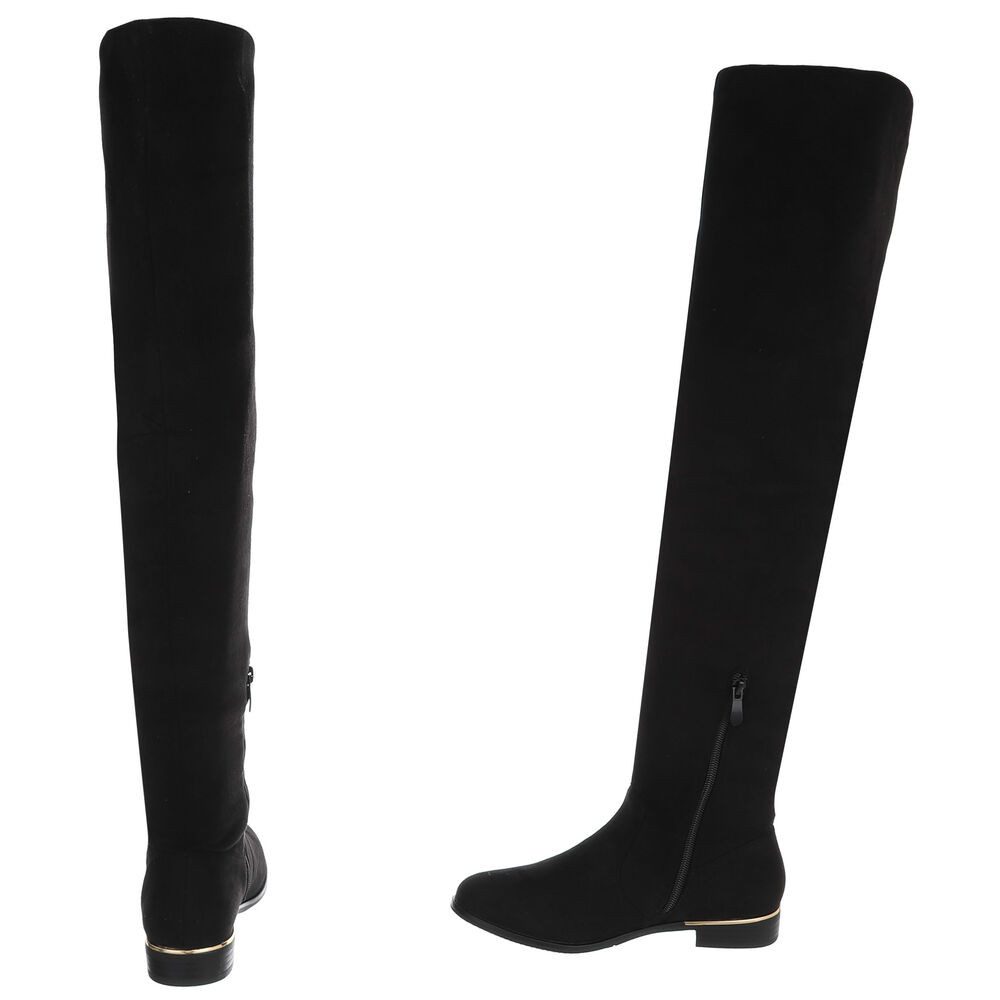 Ital-Design Elegante Overknee-Stiefel aus weichem Material für Damen Stiefel (90727009) Blockabsatz Overknees in Schwarz – Bild 5 von 5
