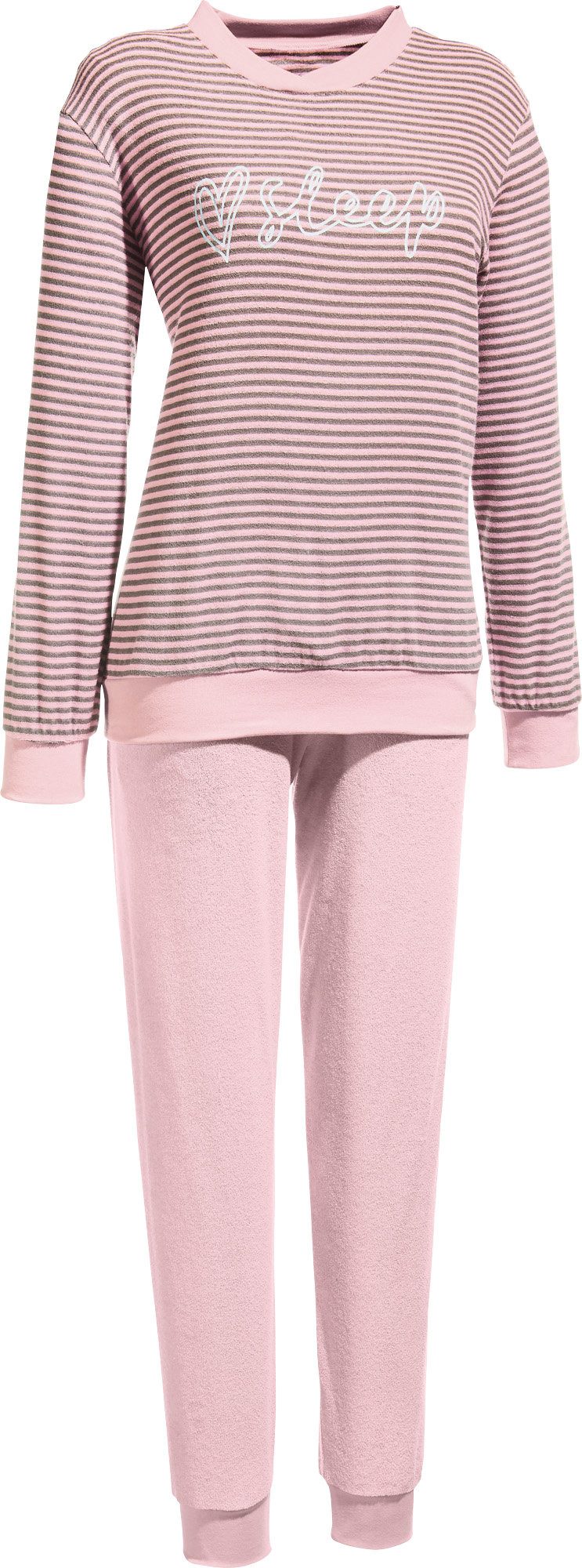 Erwin Müller Pyjama Damen-Schlafanzug Frottee Streifen günstig online kaufen