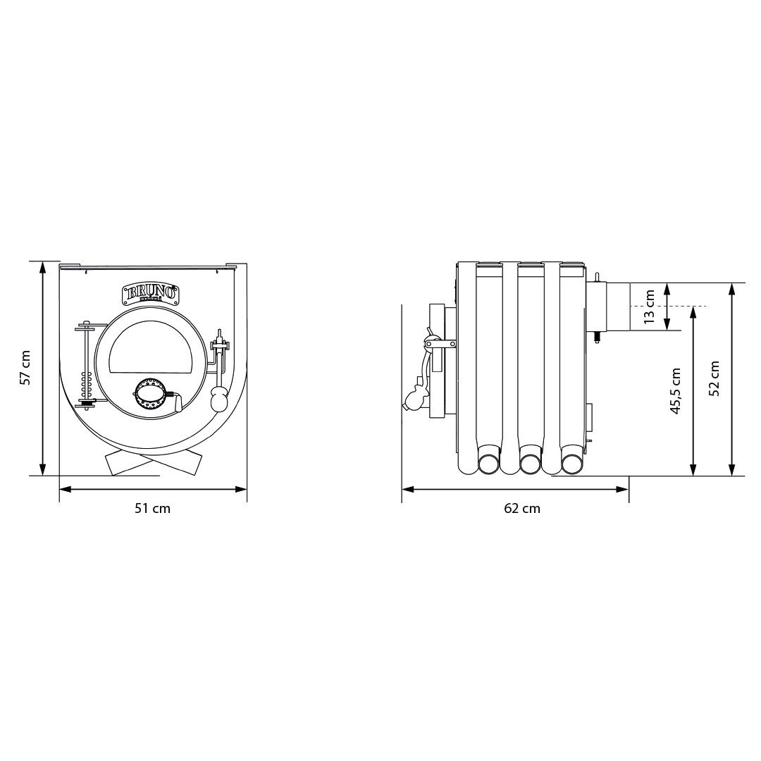 Bruno Kaminofen Bruno® Werkstattofen Mini I mit Herdplatte schwarz 6 kW Stahl A, 6 kW