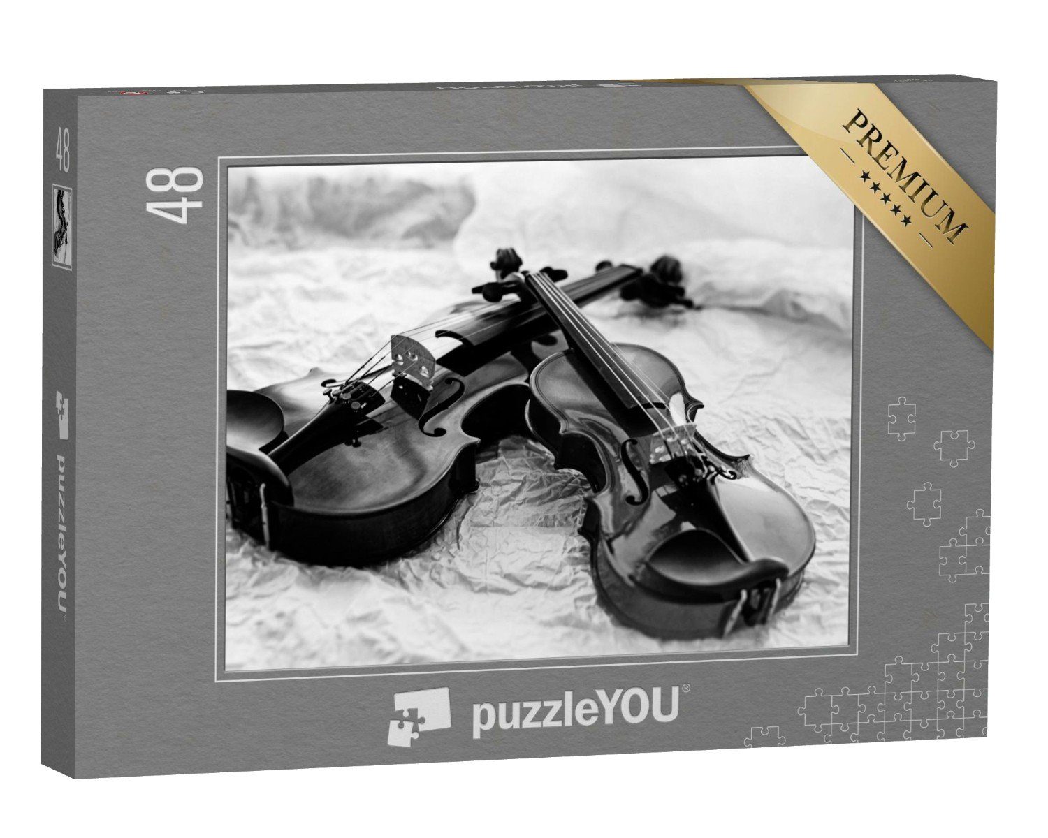 puzzleYOU Puzzle Zwei Geigen, schwarz-weiß, 48 Puzzleteile, puzzleYOU-Kollektionen Musik, Menschen