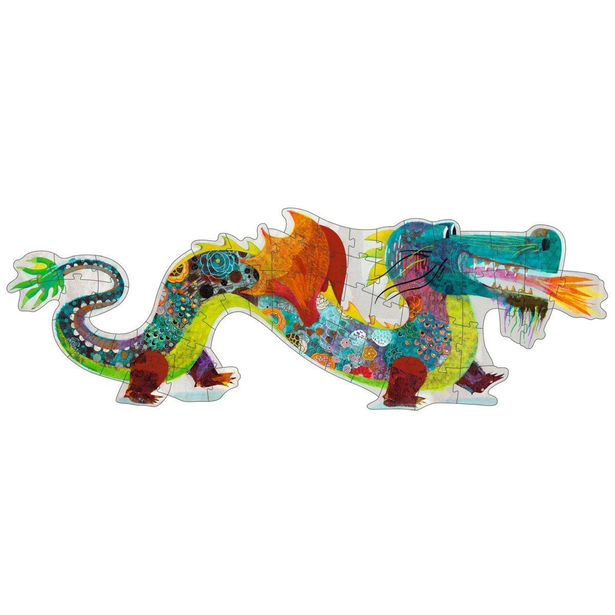 DJECO Konturenpuzzle Puzzle Leon der Drache 58 Teile 1,38 m lang, 58 Puzzle günstig online kaufen