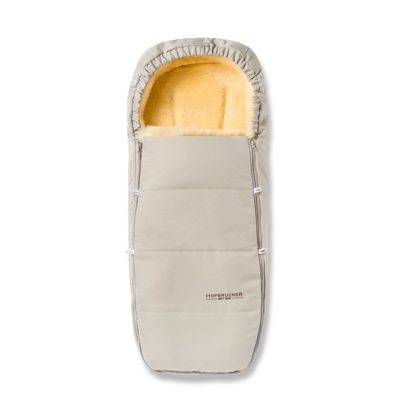 Hofbrucker seit 1948 Fußsack Lammfell-Fußsack Alaska für Kinderwagen und Buggy, warmer Winterfußsack mit echtem Lammfell wasserabweisend mit