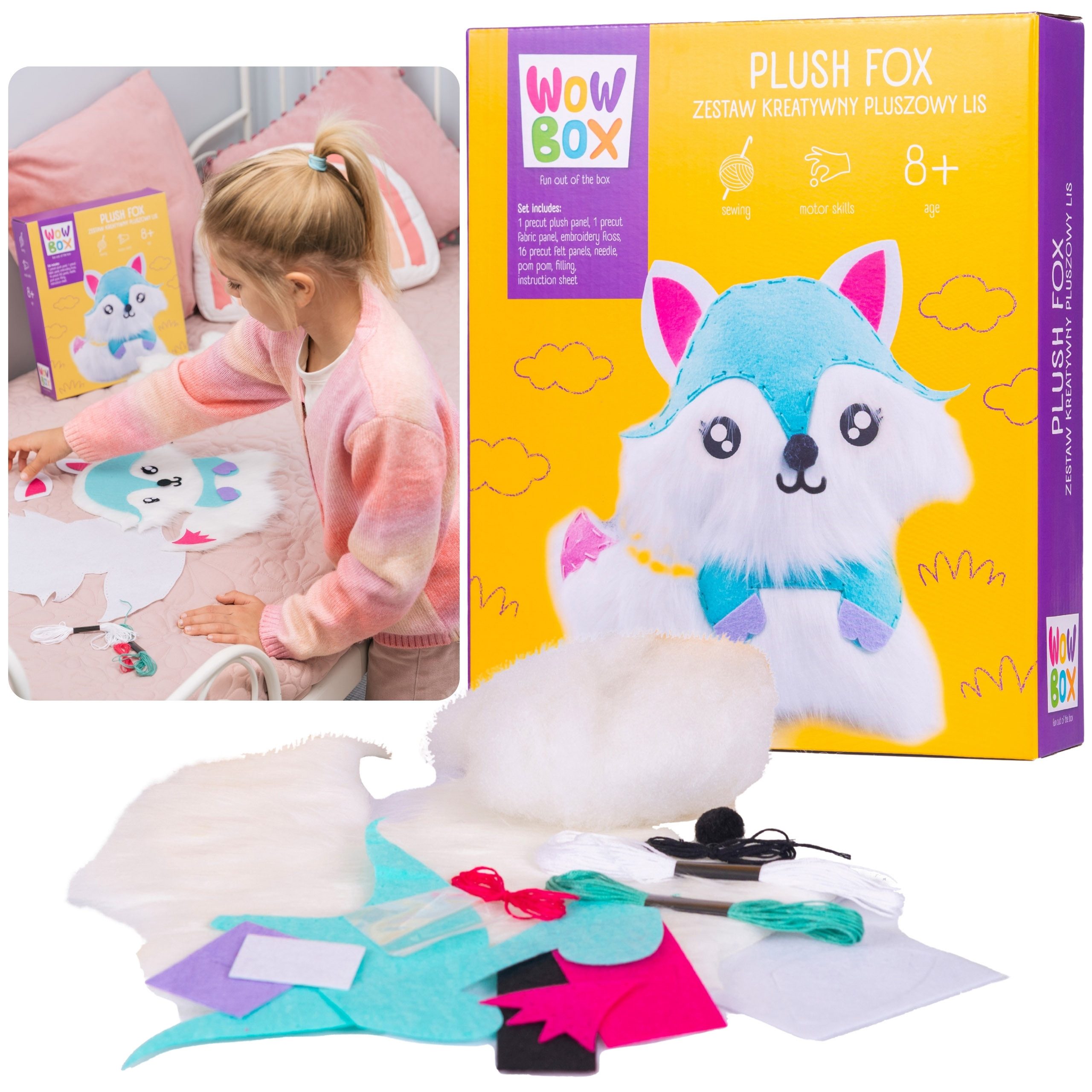 WOW Stickerbuch WOW Box – Kreativset PLÜSCH FUCHS zum Selbersticken DIY 8+