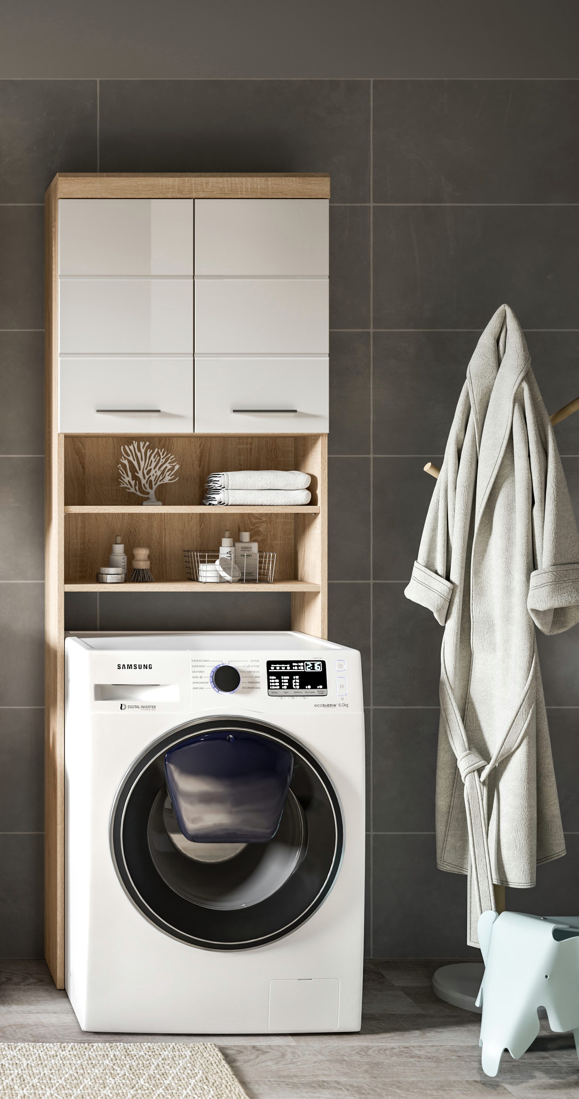 furnling Waschmaschinenumbauschrank Scott 2 offene Fächer, 2 Türen, platzsp günstig online kaufen