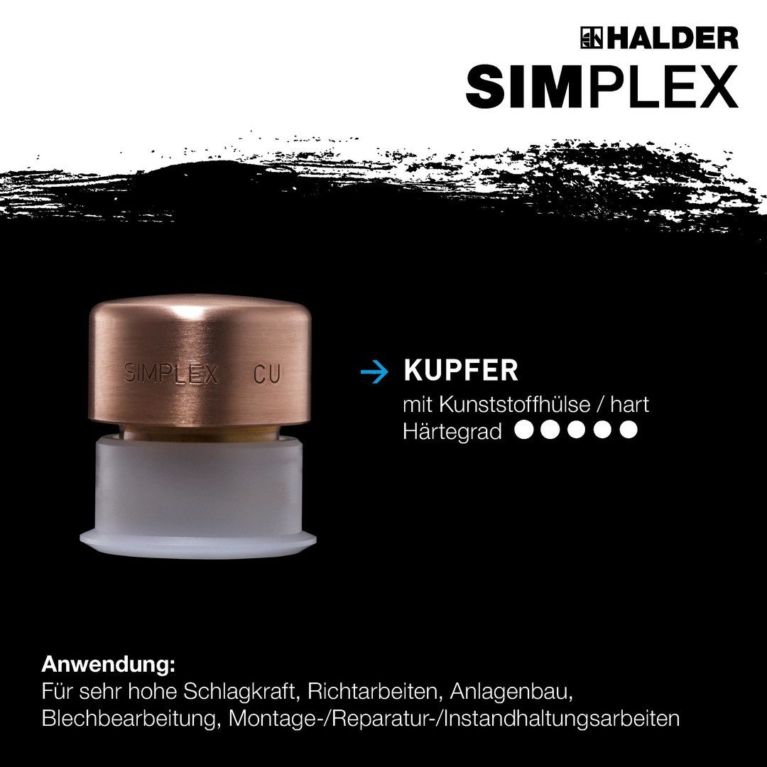 Gummihammer HALDER SIMPLEX Schonhammer Ø 30 mm Kupfer mit verstärkem Tempergussgeh