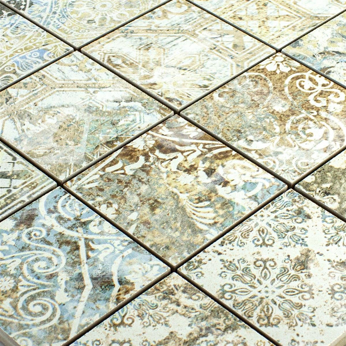 Mosafil Mosaikfliesen Keramikmosaik Fliesen Bellona Effekt Hellbunt 71x71mm, Feinsteinzeug 29.000x29.000, hellbunt, Verlegefertig auf ein Netz geklebt - Frostsicher - Wasserfest -
