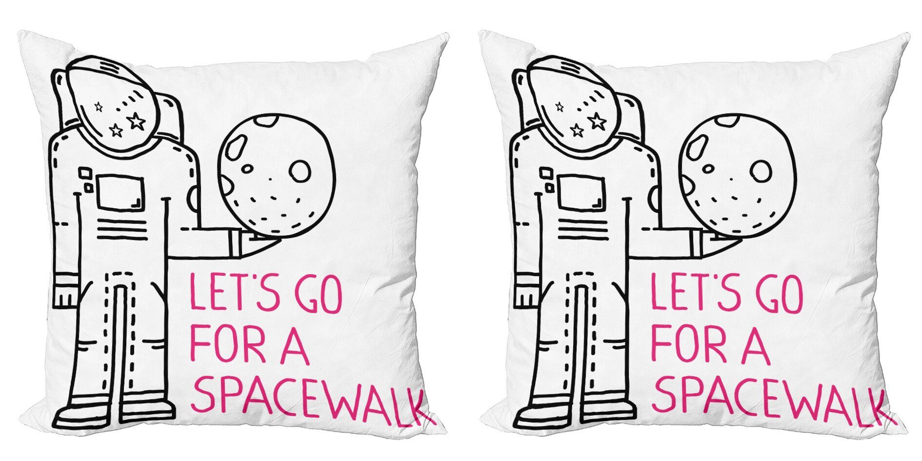 (2 Zitat Modern Digitaldruck, Stück), Doppelseitiger Weltraumspaziergang Accent Kissenbezüge Abakuhaus Go für einen Lets