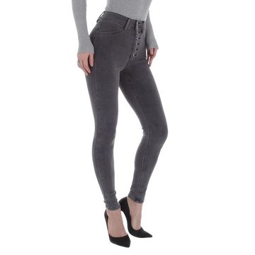 Ital-Design Skinny-fit-Jeans Damen Freizeit Used-Look Stretch High Waist Jeans in Grau