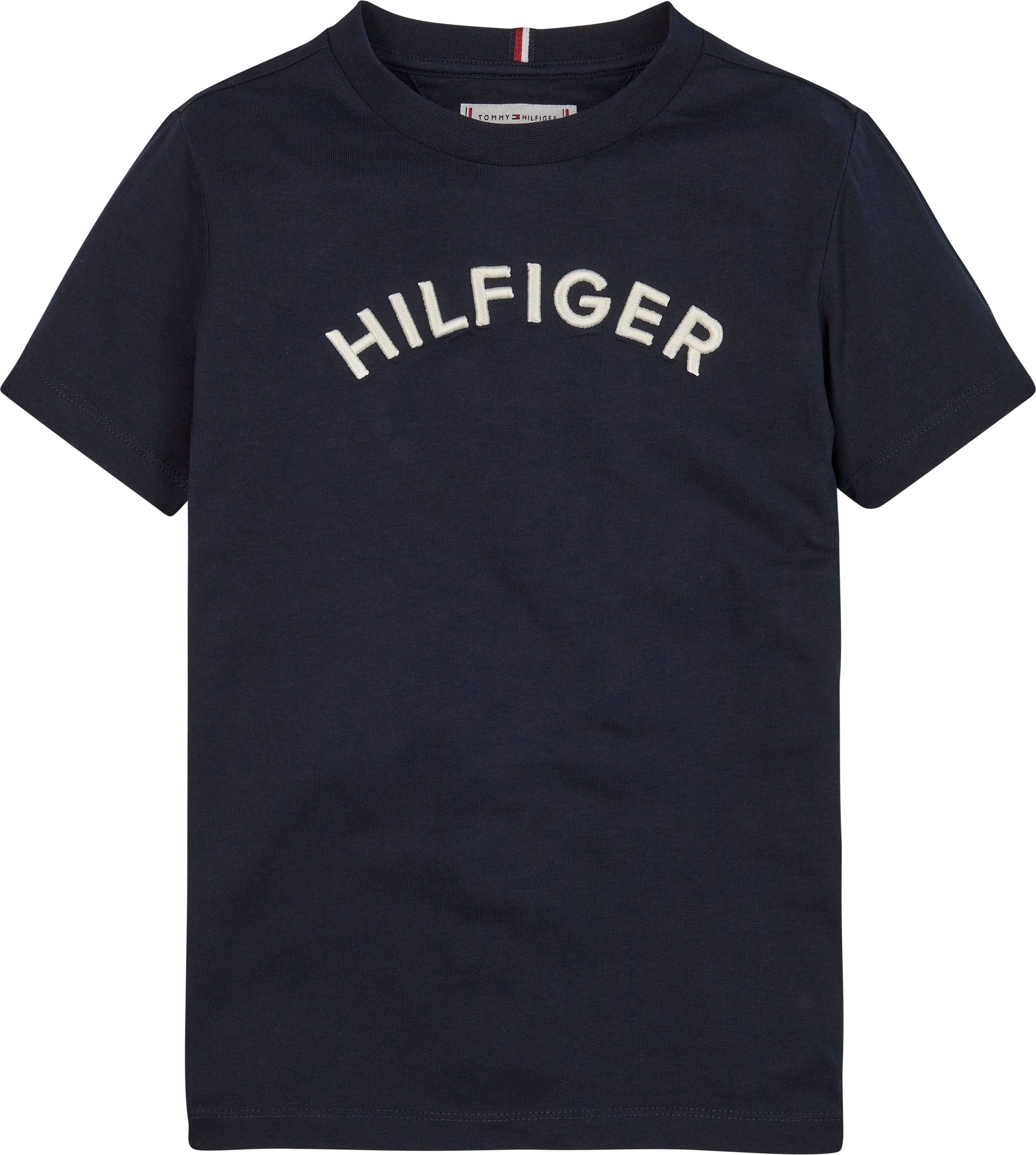 HILFIGER Schriftzug T-Shirt mit U Tommy Hilfiger TEE ARCHED Desert-Sky