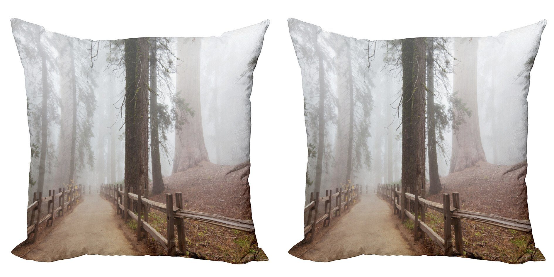 Stück), Accent Abakuhaus nebligen Digitaldruck, Wald (2 Kissenbezüge in Natur Morgen Doppelseitiger Modern