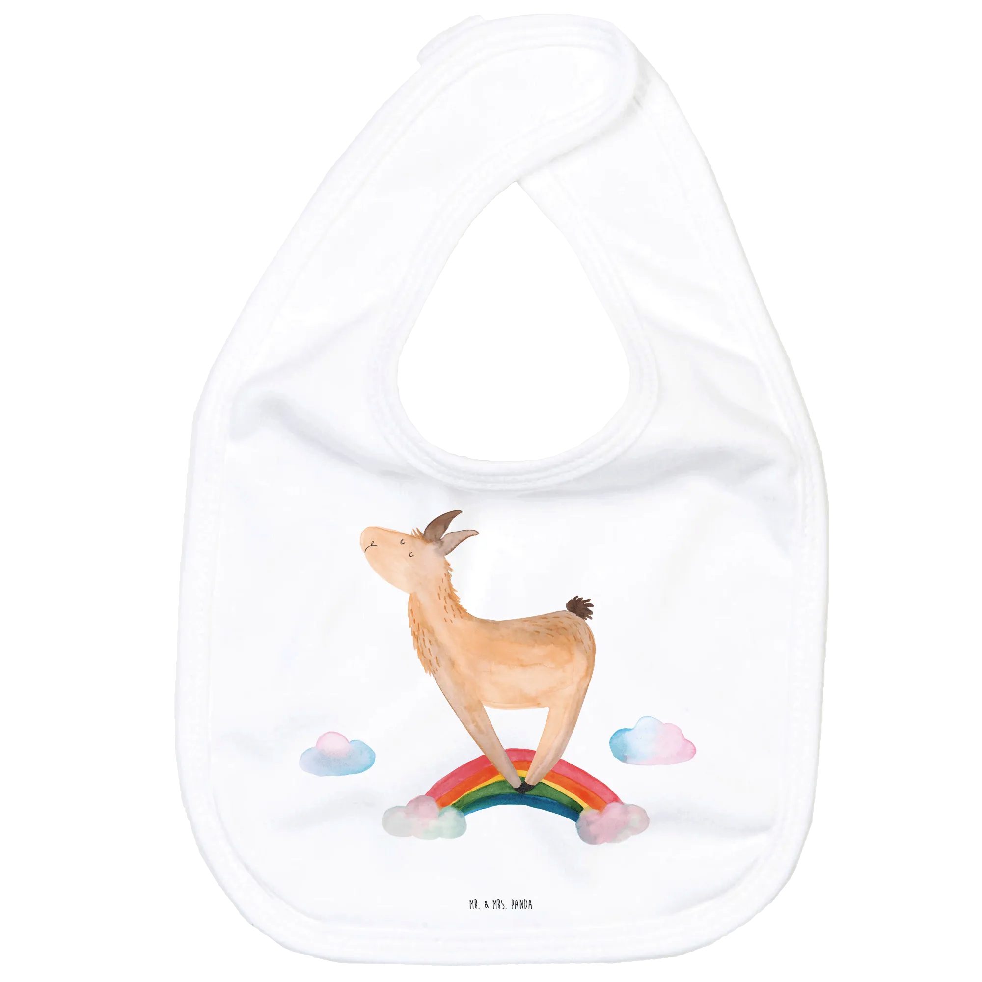 Tragetuch Lama Regenbogen - Weiß - Geschenk, Babylätzchen Als Geschenk, Selbsts