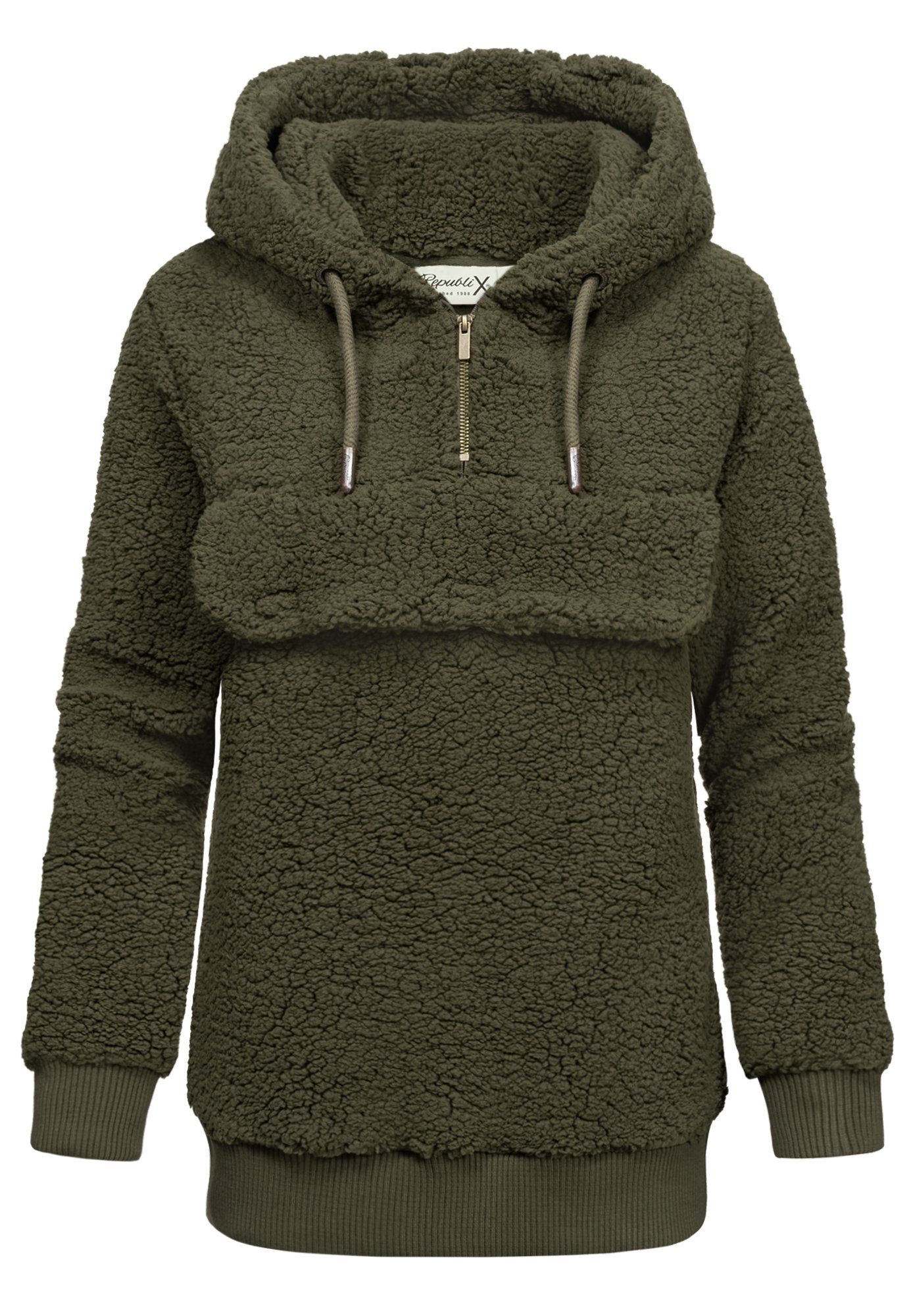 REPUBLIX Kapuzenpullover VALENTINA Damen Teddy Sweatjacke Plüsch Hoodie Pullover Windbreaker