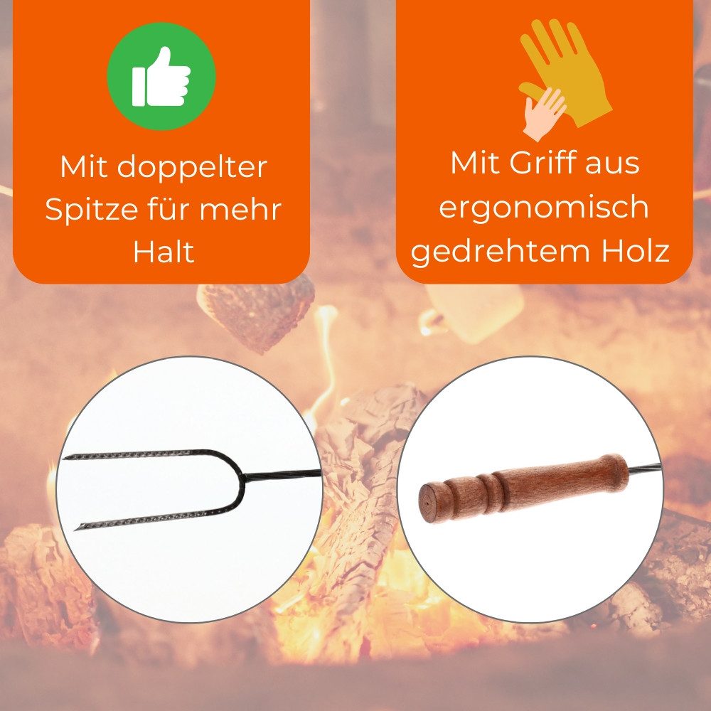 GarPet Lagerfeuer-Grillspieß 6er Set Grillspieß Lagerfeuer 100cm Stockbrot Marshmallow Spieße – Bild 3 von 5