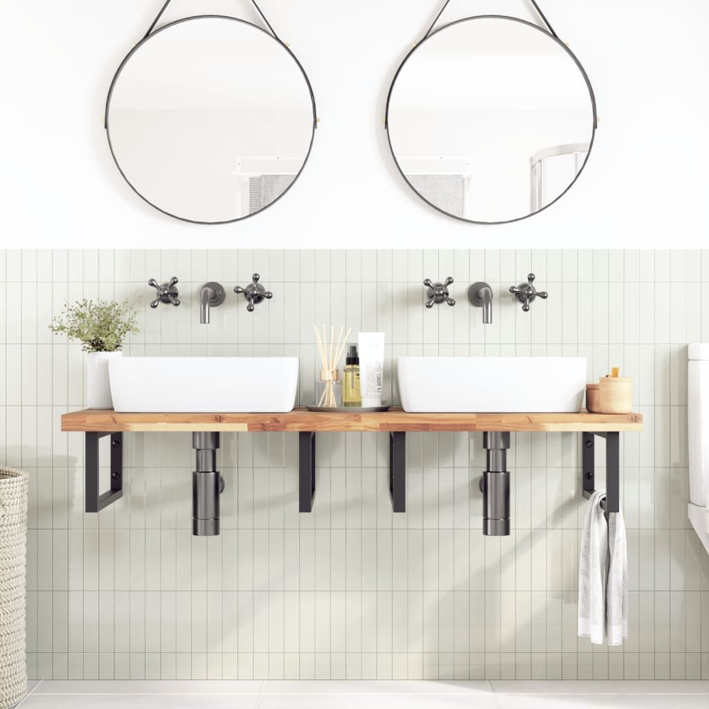 vidaXL Badezimmerspiegelschrank Waschtischplatte Unbehandelt 160x50x4 cm Massivholz (1-St)