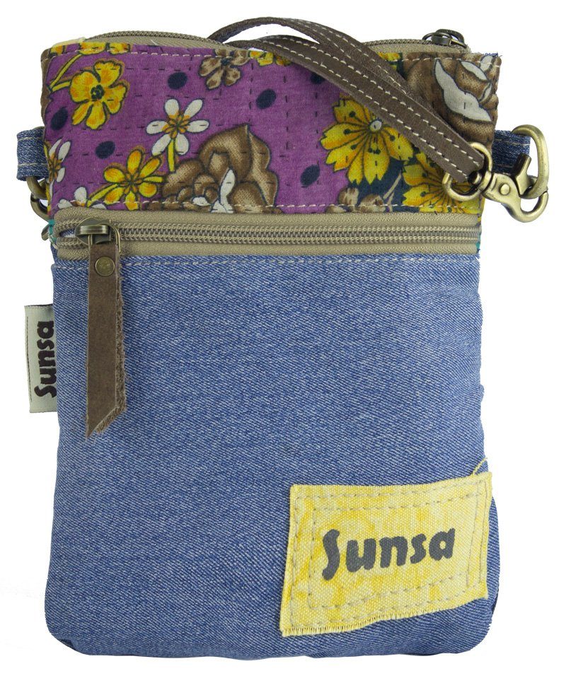 Umhängetasche und used aus kleine Recycelte recycelten Schultertasche. Sunsa Sari, Aus Materialien Damen Jeans Tasche