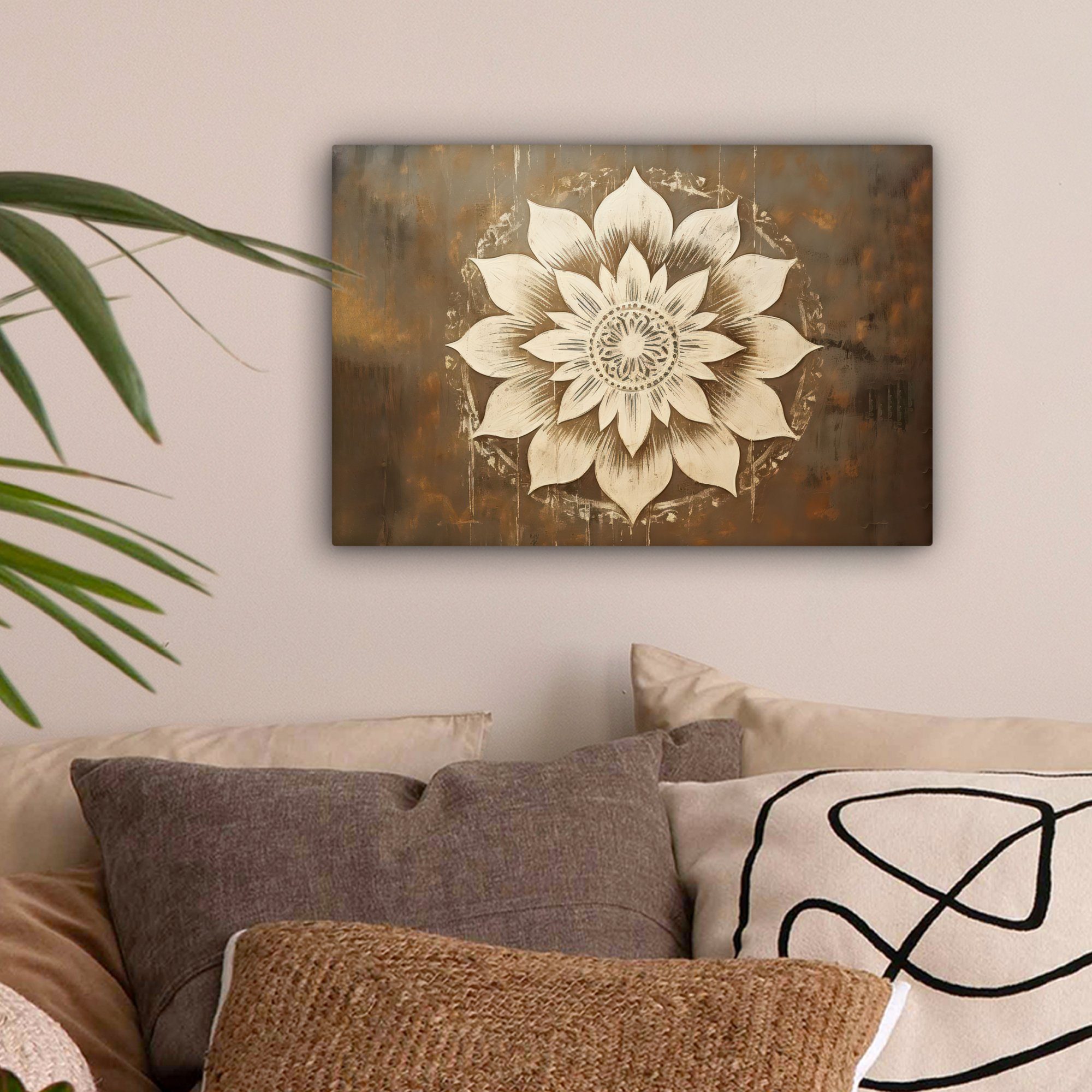 OneMillionCanvasses® Leinwandbild Mandala - Blumen - Vintage - Weiß, Fotodr günstig online kaufen