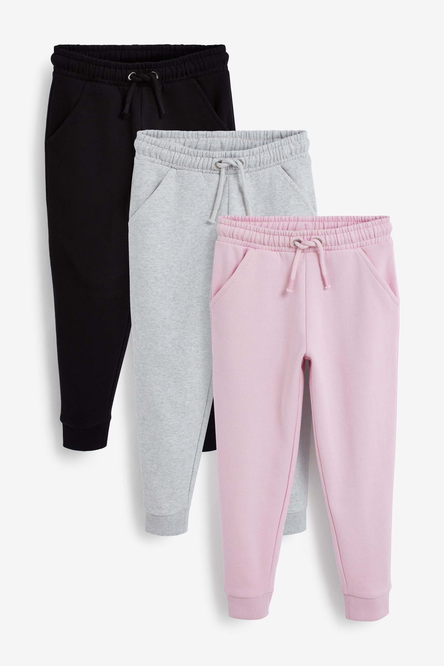 Next Jogginghose Weiche Jersey-Jogginghose, Pink/Grey/Black (3-tlg) 3er-Pack