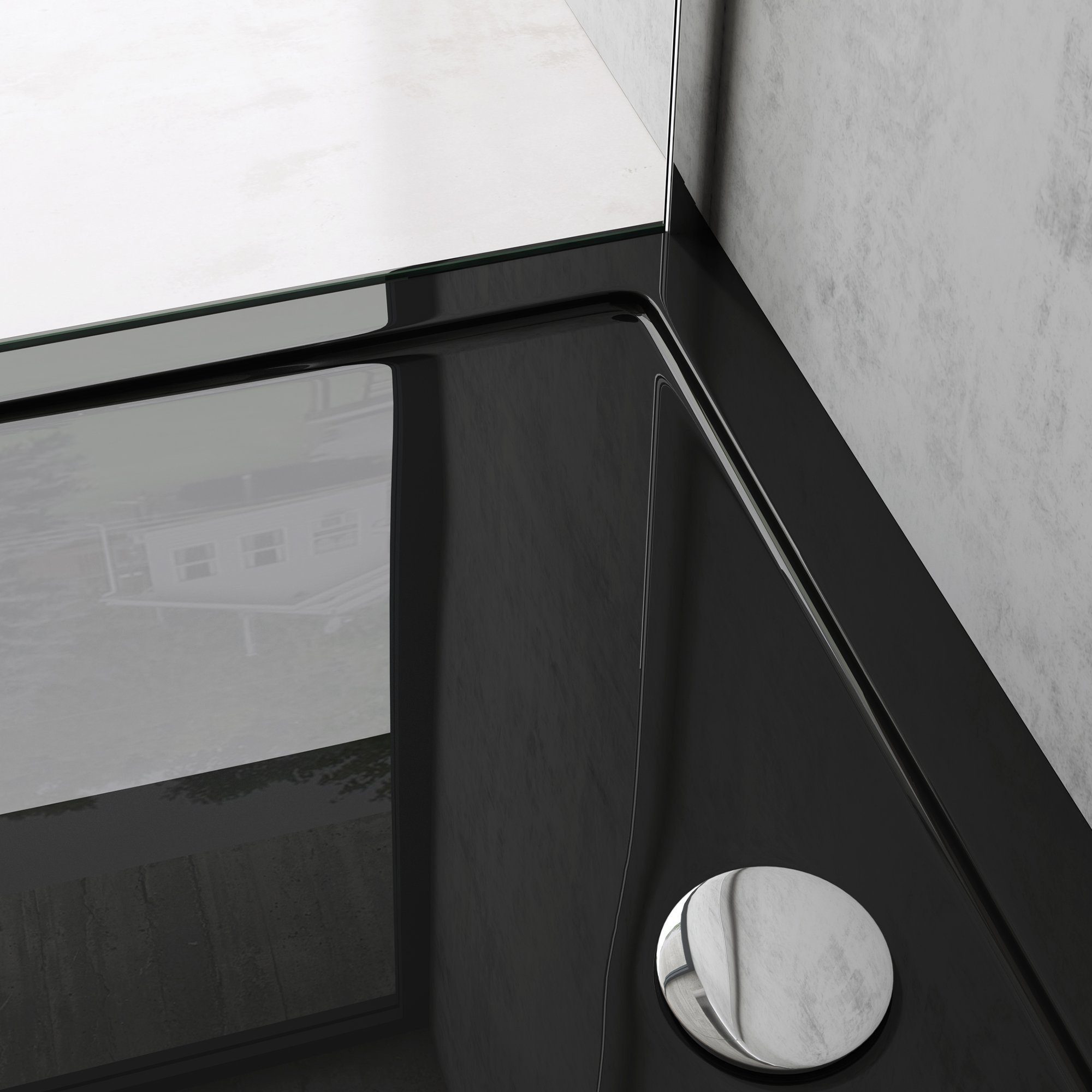 doporro Duschwanne Duschtasse flach inkl. Ablaufgarnitur aus Acryl DIN-Anschlüsse Faro2