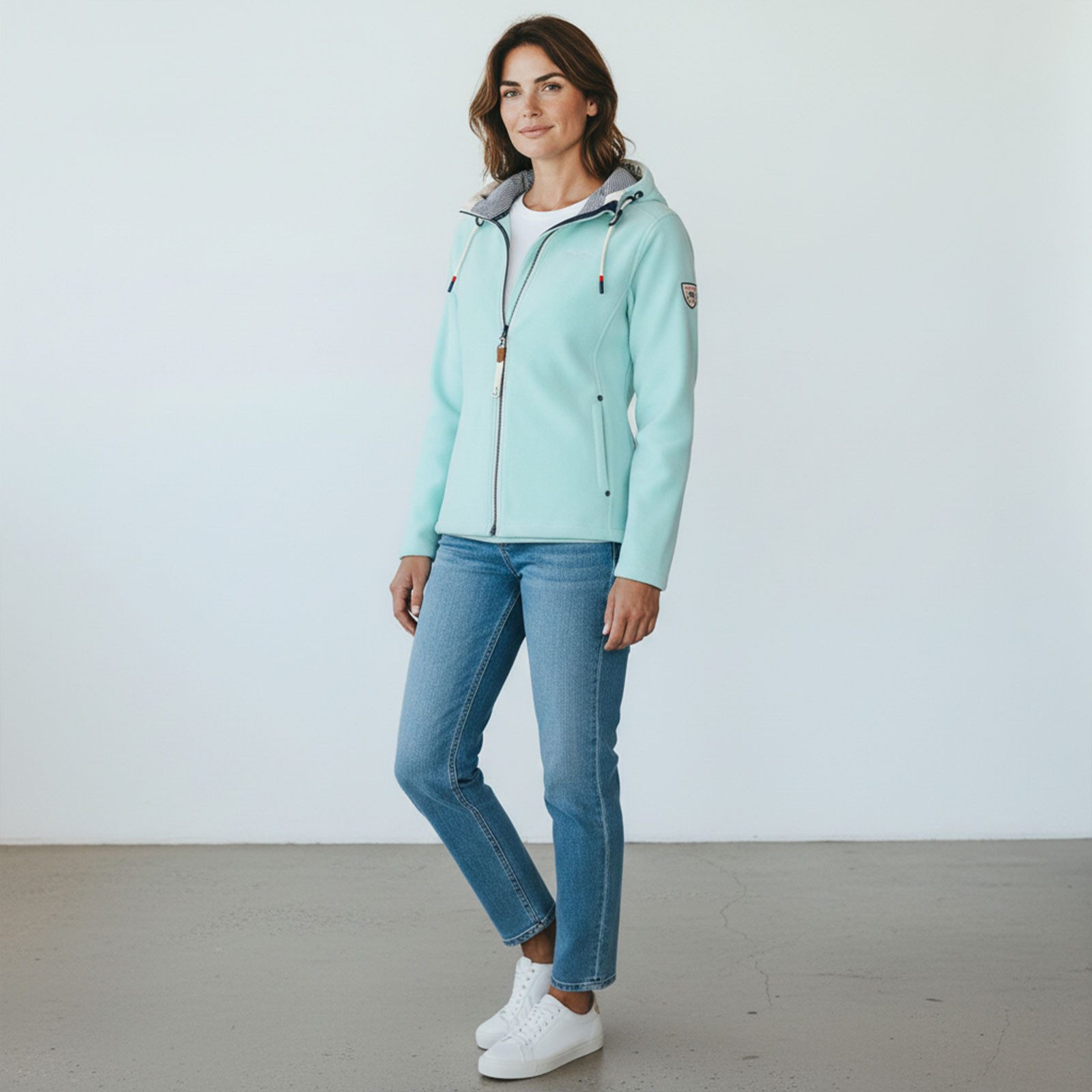 Dry Fashion Fleecejacke Norden Damen Jacke Norden mit Kapuze - Windabweisend mit taillierten Schnitt