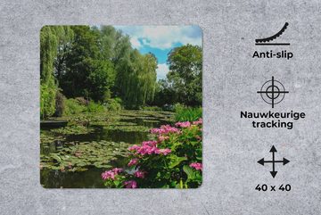 MuchoWow Gaming Mauspad Sommertag mit Seerosen im Garten von Monet in Frankreich (1-St), Mousepad mit Rutschfester Unterseite, Gaming, 40x40 cm, XXL, Großes