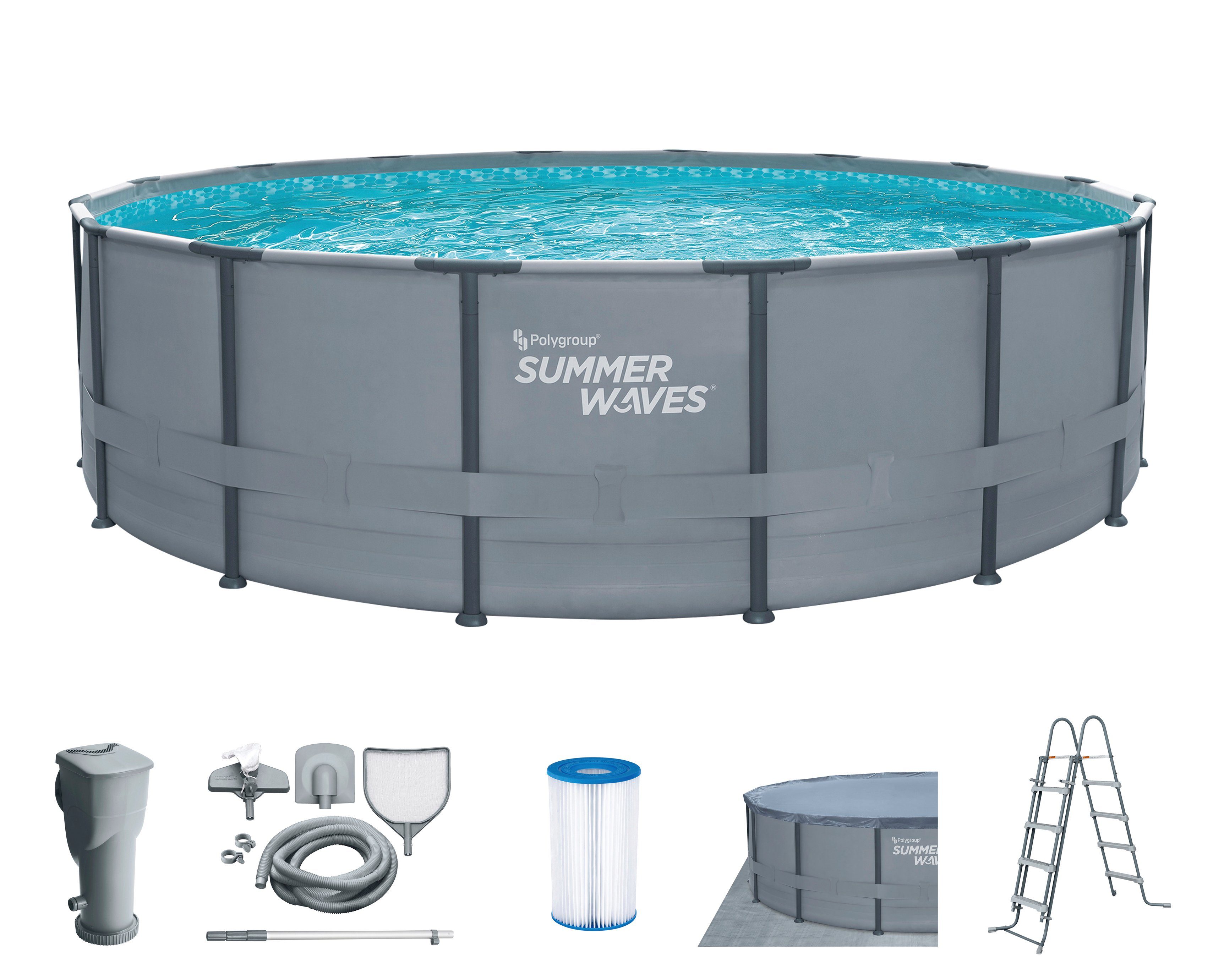 SummerWaves Framepool Elite (Set, 7-tlg), ØxH: 488x122 cm