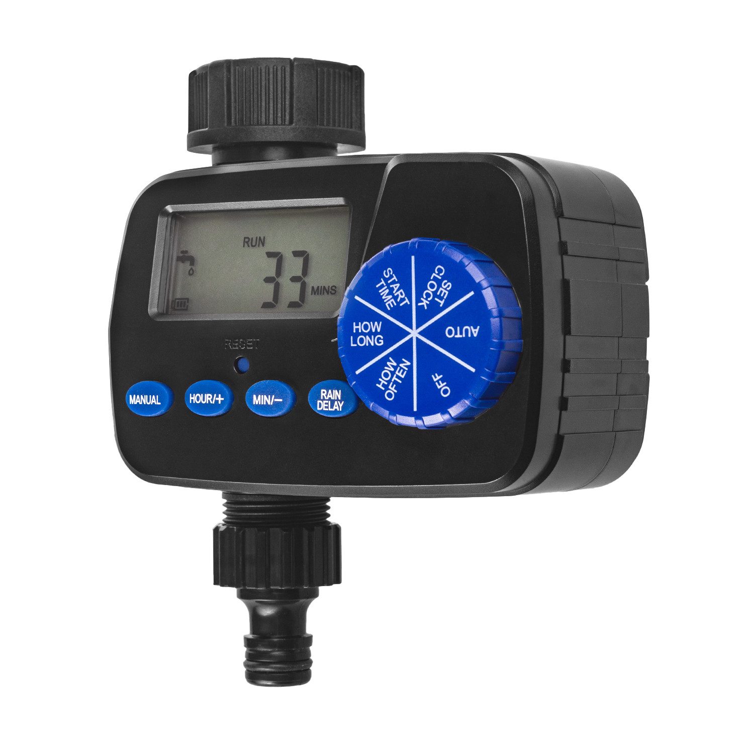 GreenBlue Bewässerungscomputer GB390 Automatischer Bewässerungstimer für Garten, (1-tlg), Digitale Bewässerungssteuerung, Programmierbar, LCD, IP55, 2x AA
