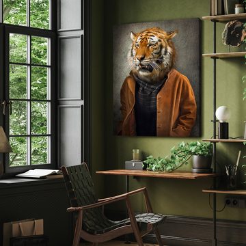 wandmotiv24 Leinwandbild Tiere, Hochformat, Casual Tiger, Tiere (1 St), Wandbild, Wanddeko, Leinwandbilder in versch. Größen