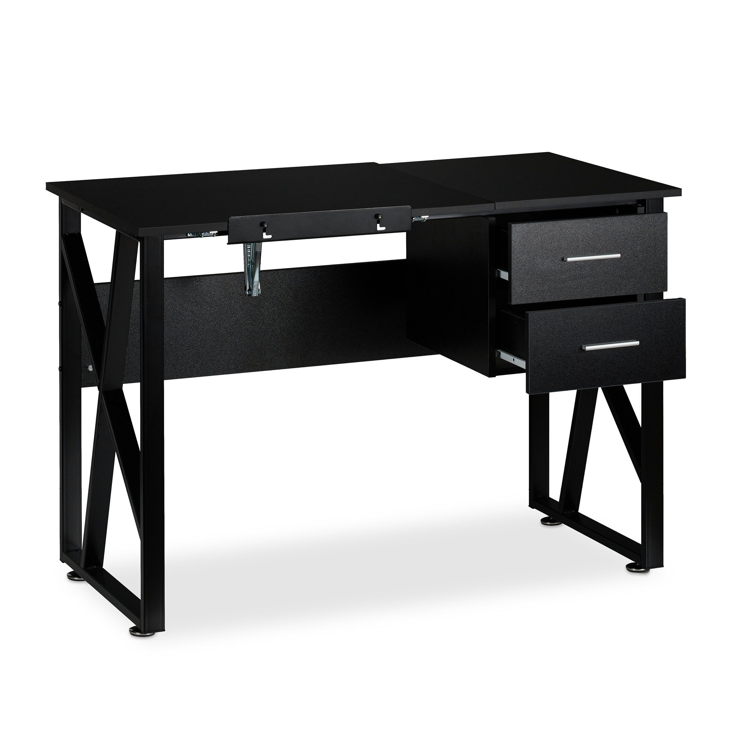 Schwarz Schwarz Schreibtisch neigbar, relaxdays Schreibtisch /