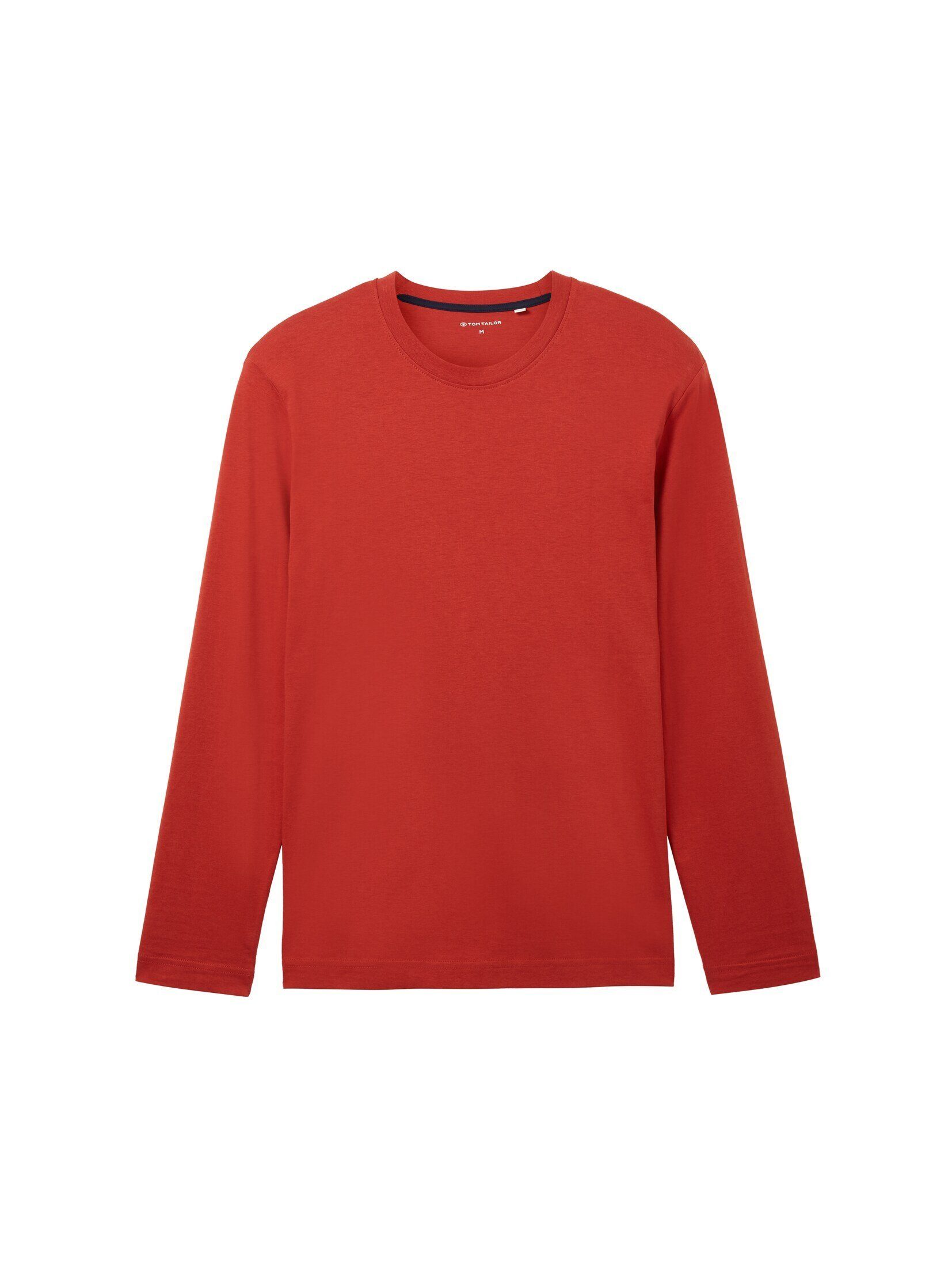TOM TAILOR red T-Shirt velvet Langarmshirt