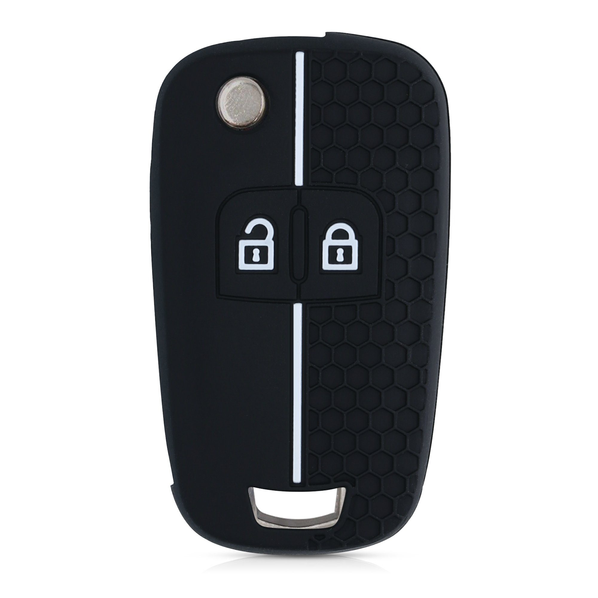 Silikon Autoschlüssel Chevrolet, Schlüsselhülle Schlüssel Cover Case Opel Hülle kwmobile Schwarz-Weiß für Schlüsseltasche